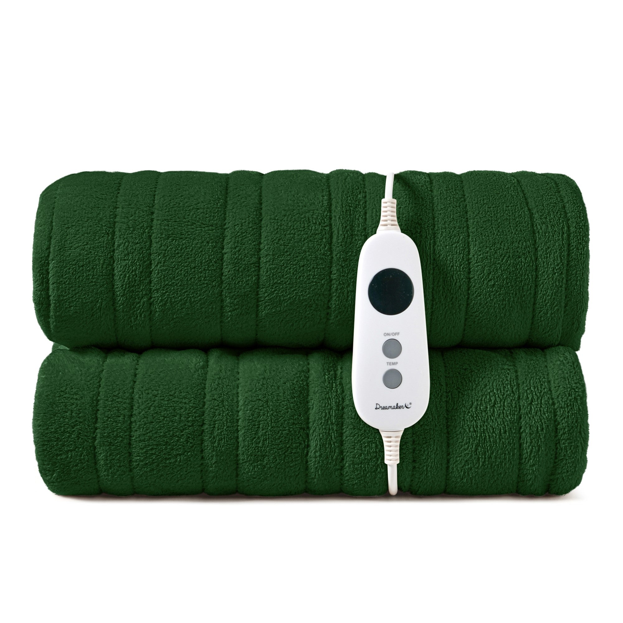 Dreamaker Ston Coral Fleece Heated Throw Eden Green  180 X 200Cm