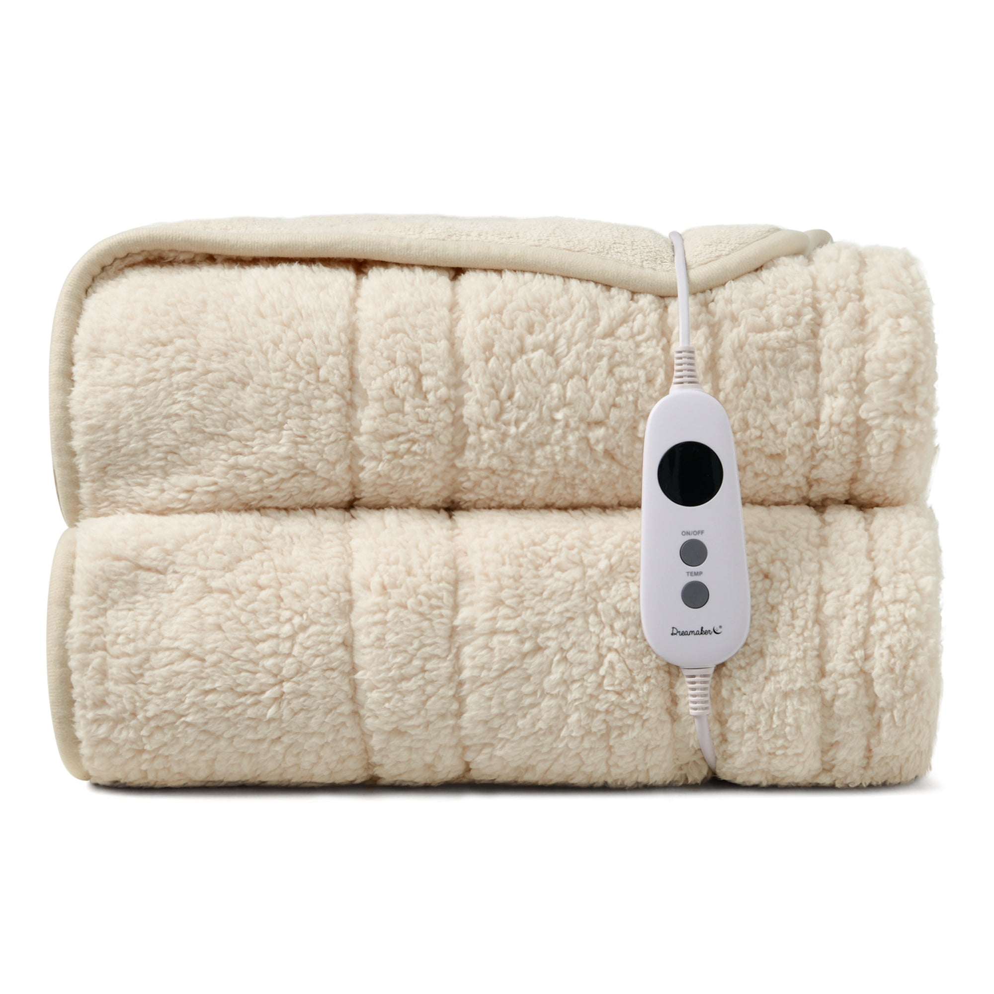 Dreamaker Eve Reversible Sherpa & Coral Fleece Heated Throw Cream 180X200Cm
