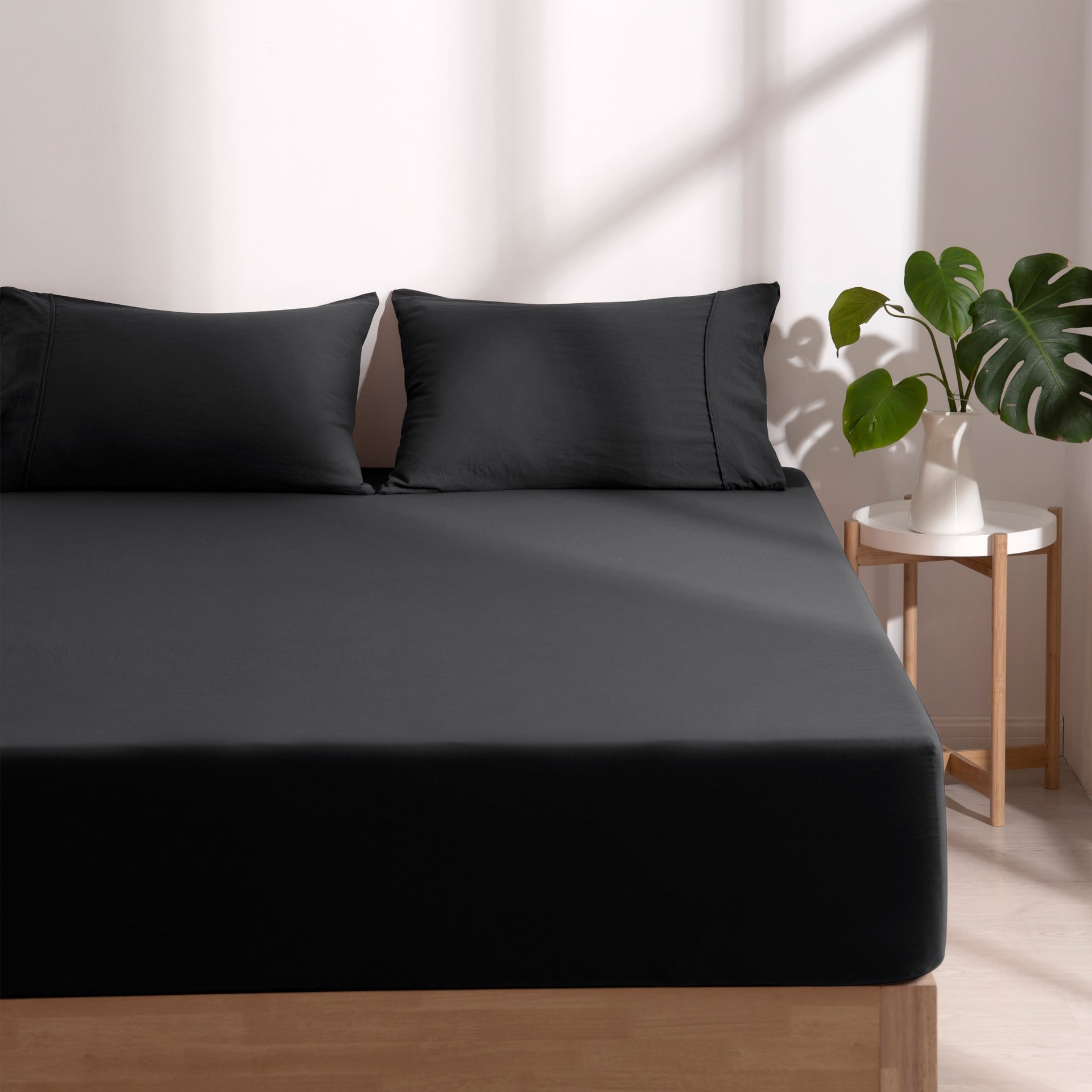 Dreamaker Fine Washed Microfibre Combo Fitted Sheet Set Black