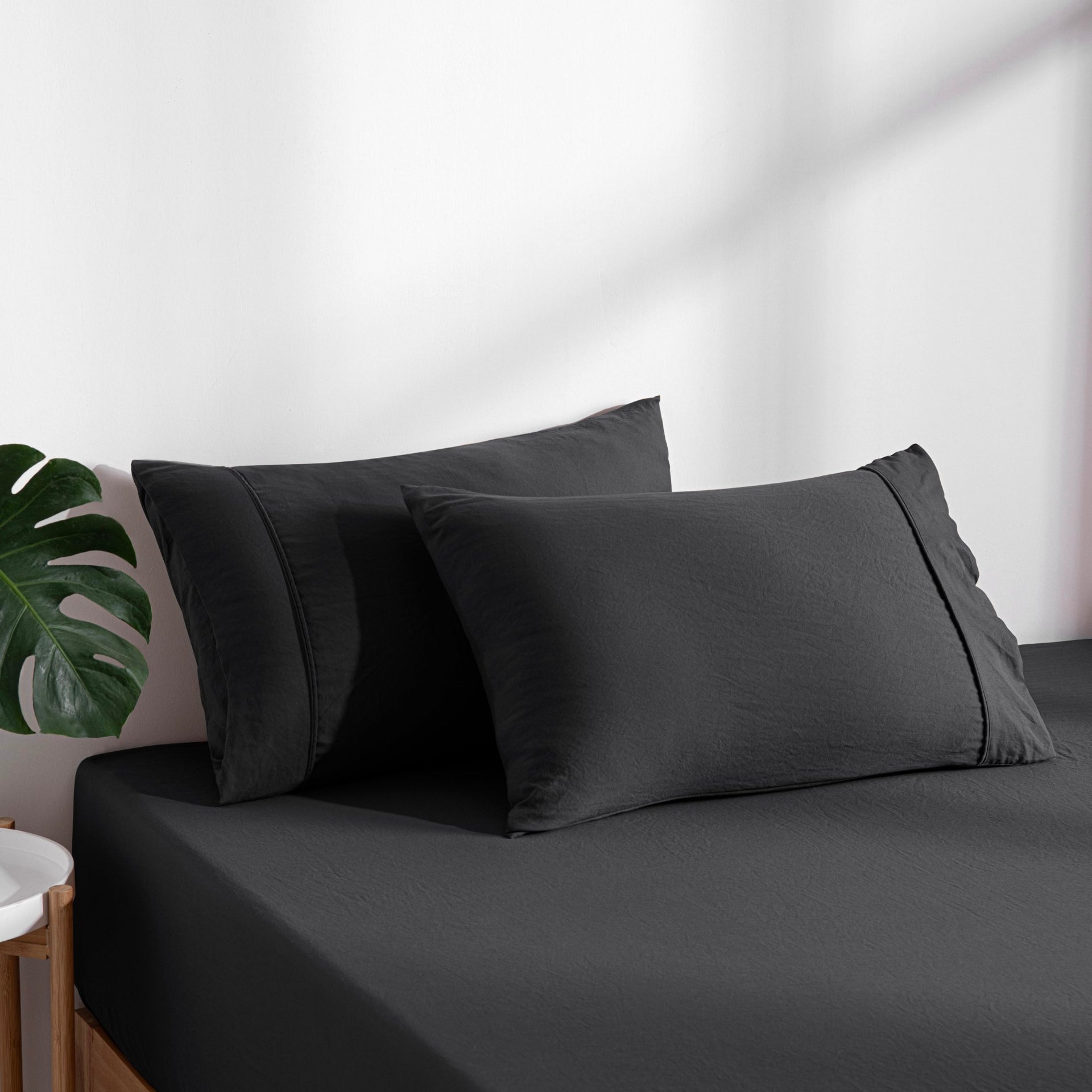 Dreamaker Fine Washed Microfibre Combo Fitted Sheet Set Black