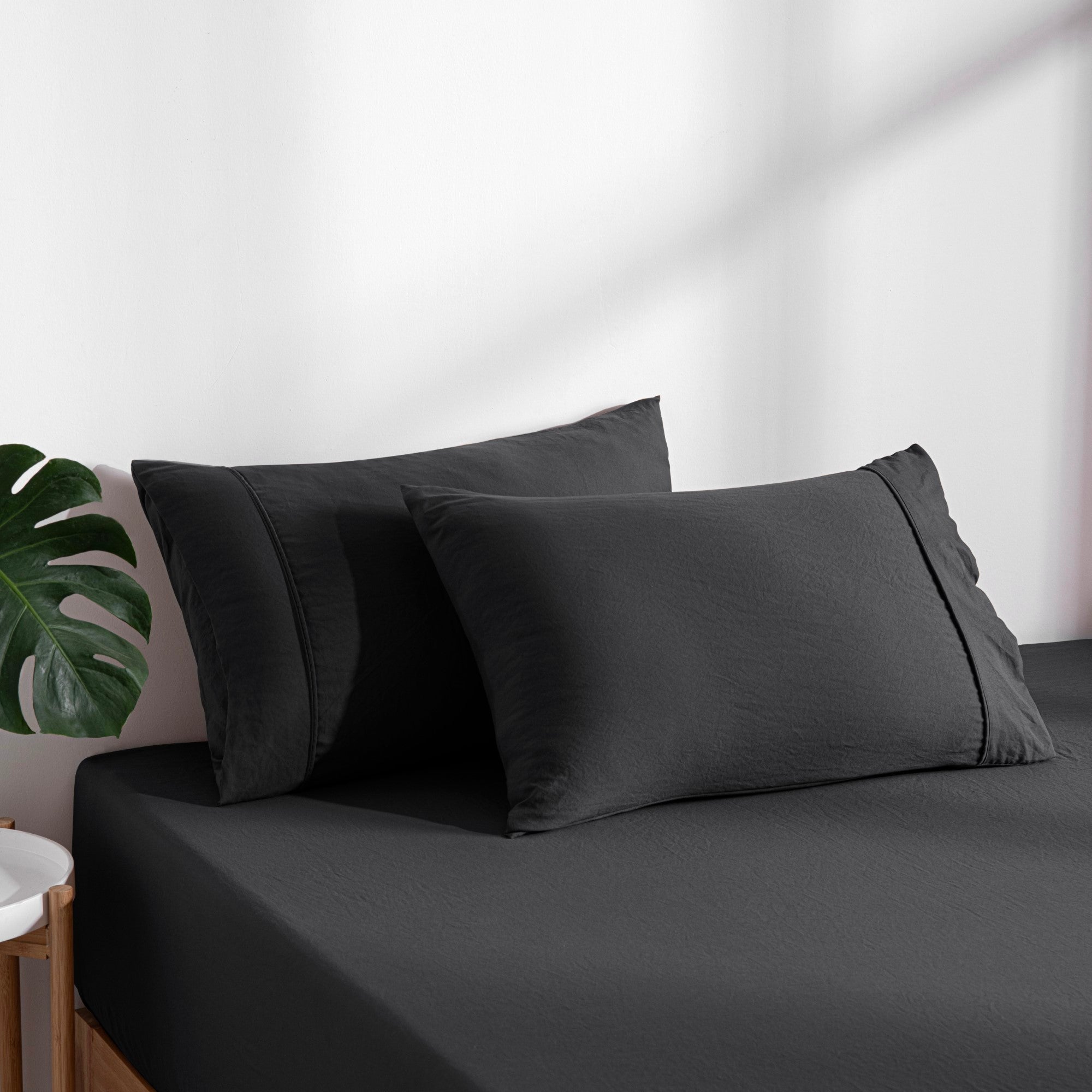 Dreamaker Fine Washed Microfibre Combo Fitted Sheet Set Black