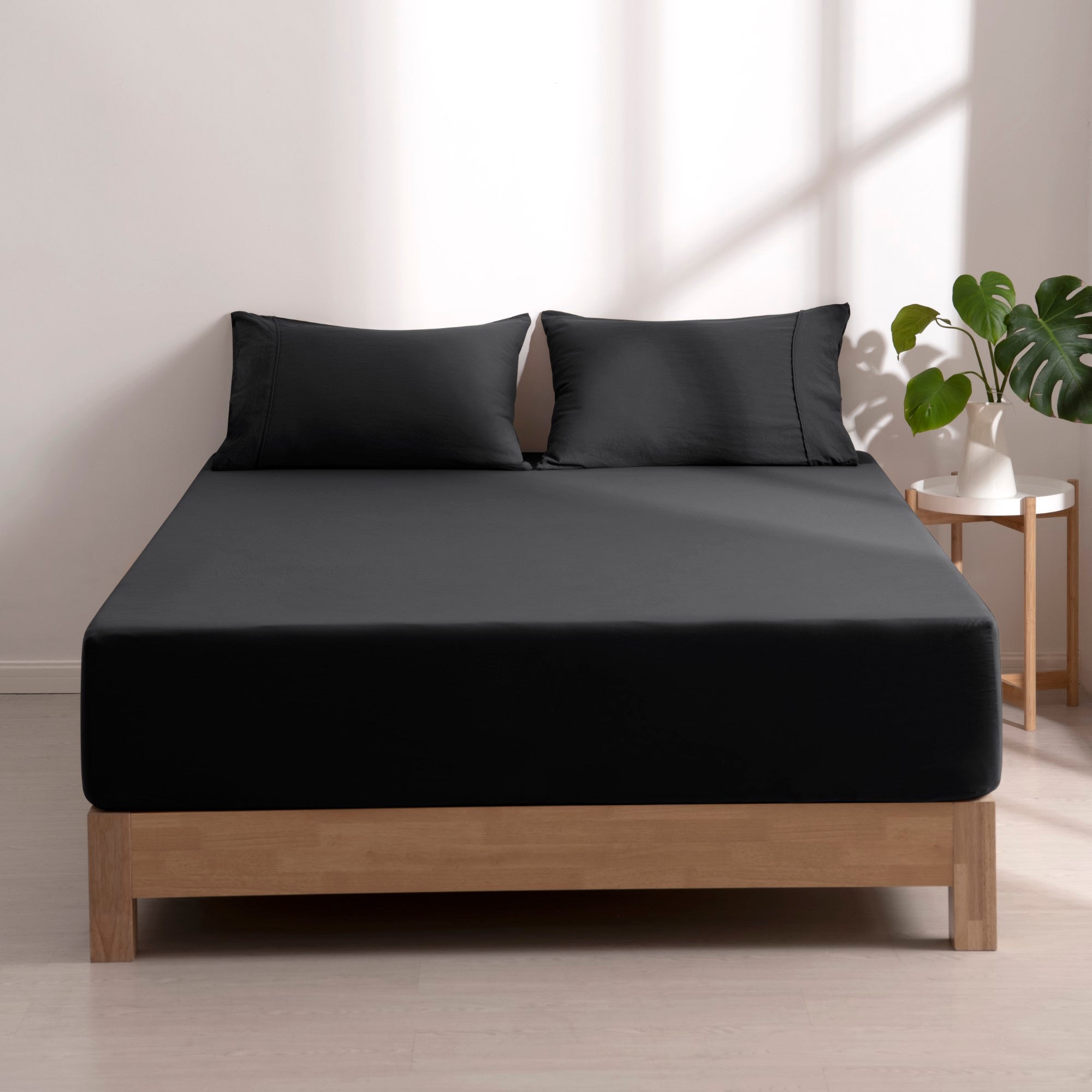 Dreamaker Fine Washed Microfibre Combo Fitted Sheet Set Black
