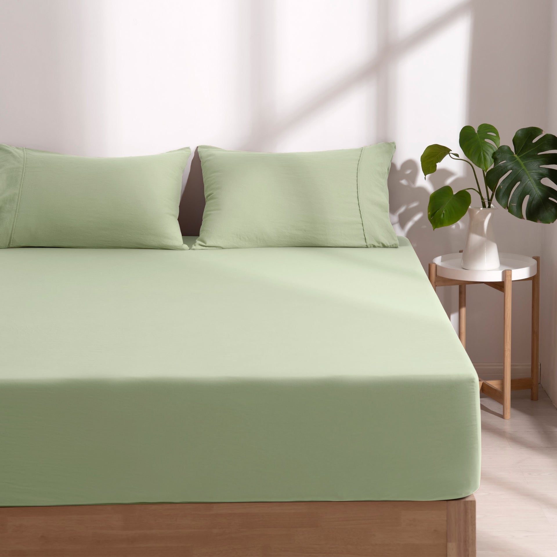 Dreamaker Fine Washed Microfibre Combo Fitted Sheet Set Sage Green