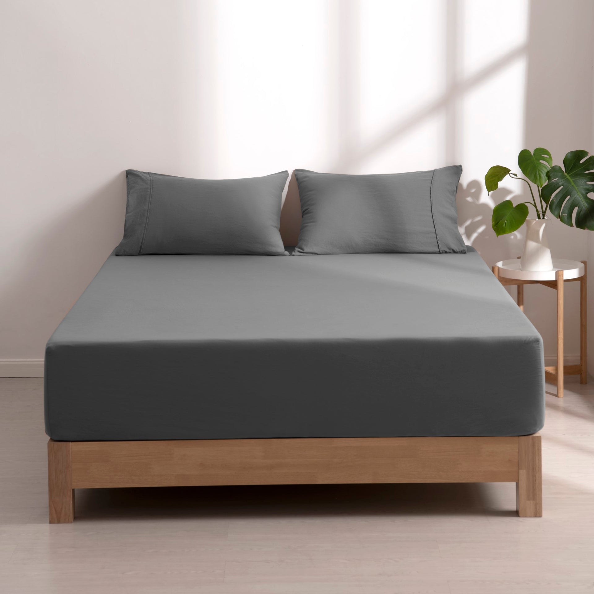 Dreamaker Fine Washed Microfibre Combo Fitted Sheet Set Charcoal