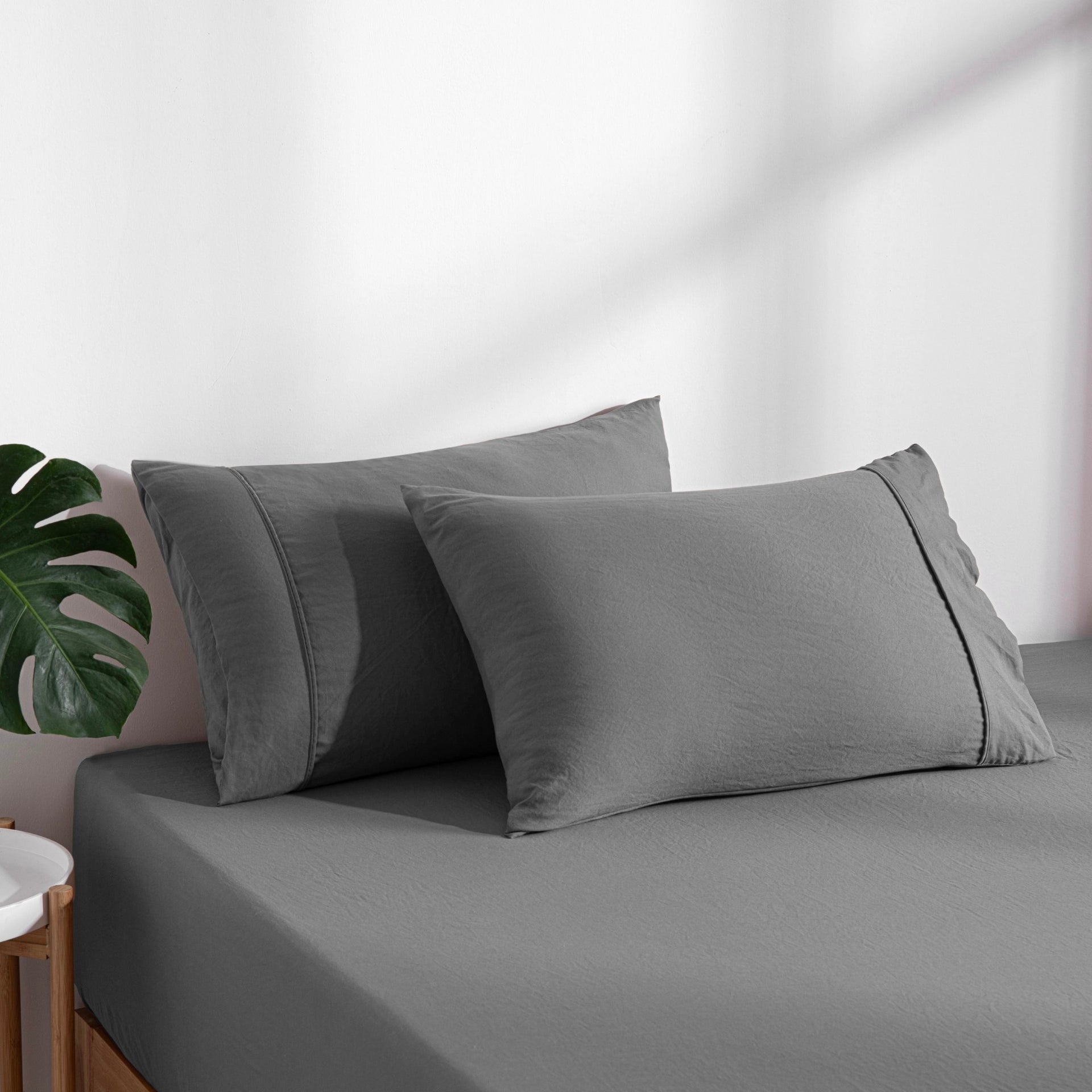 Dreamaker Fine Washed Microfibre Combo Fitted Sheet Set Charcoal