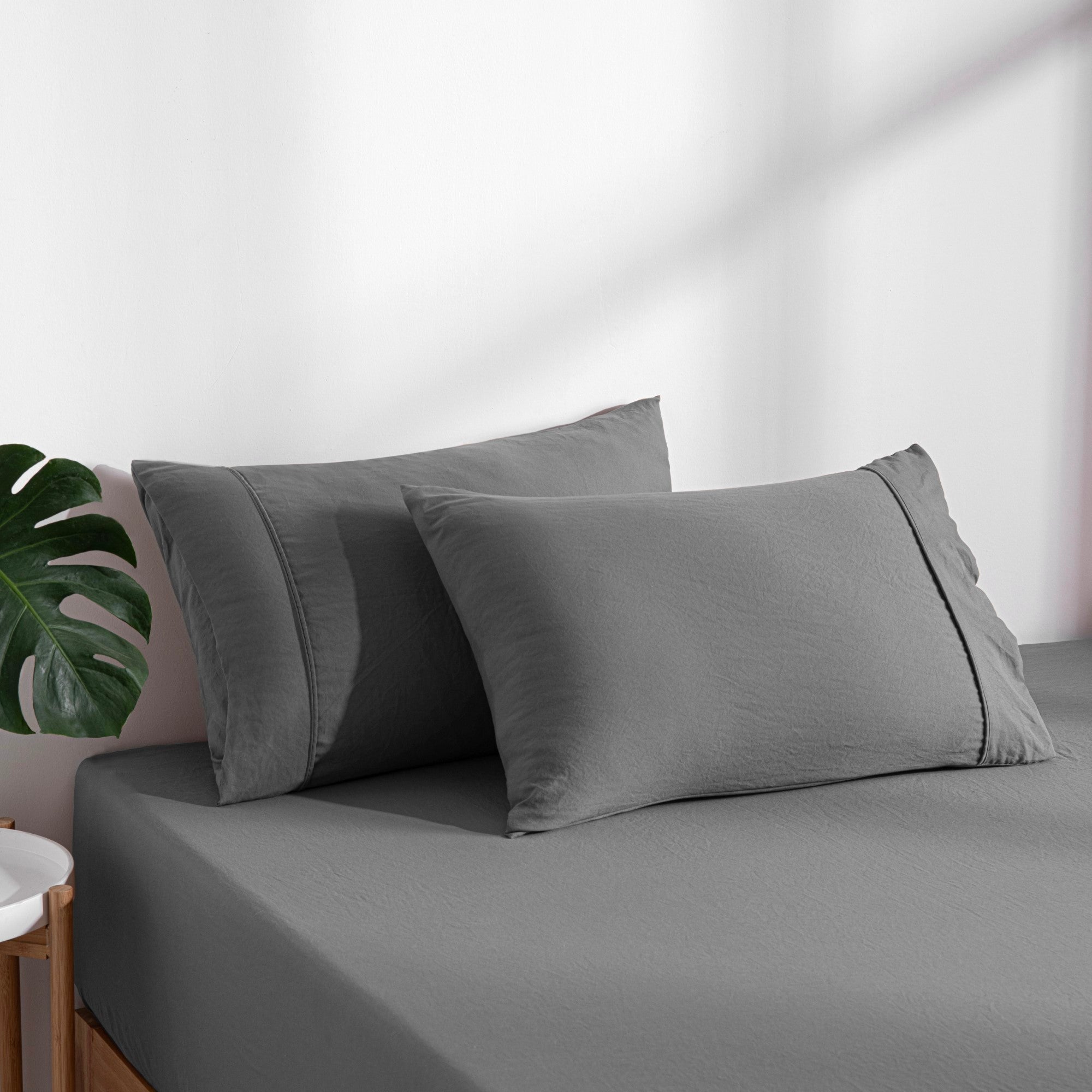 Dreamaker Fine Washed Microfibre Combo Fitted Sheet Set Charcoal