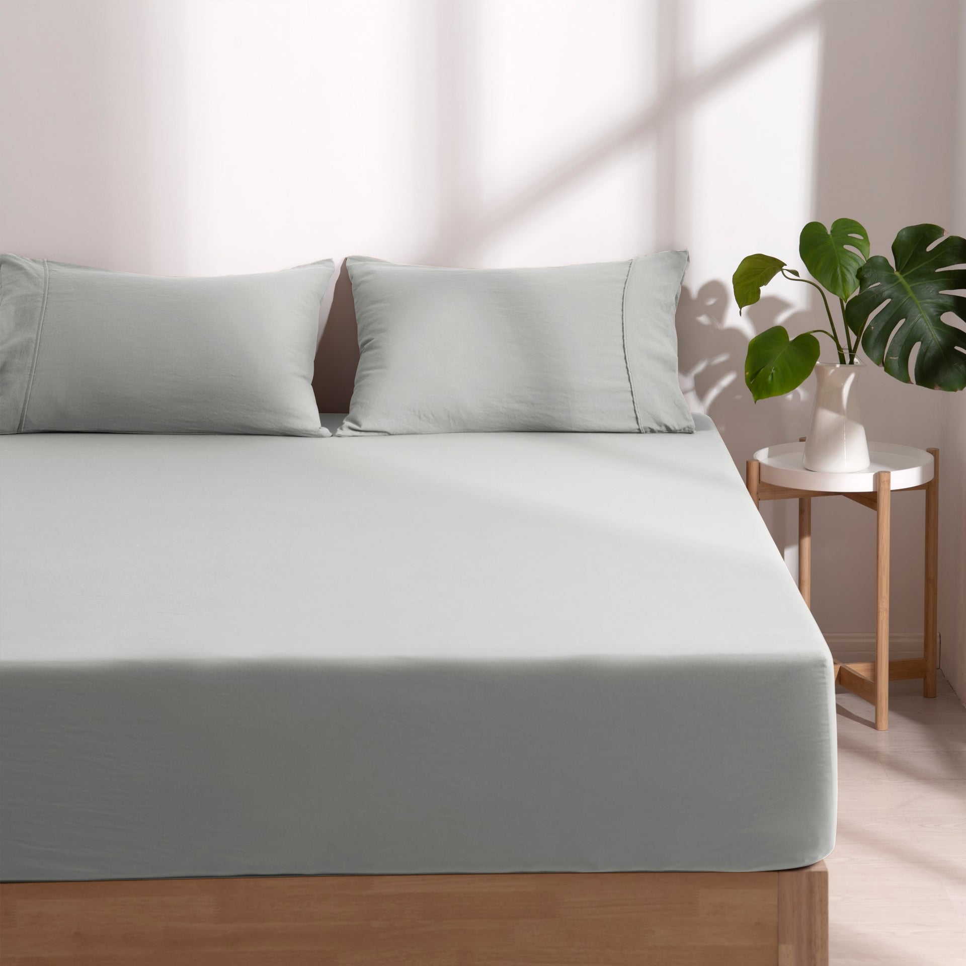 Dreamaker Fine Washed Microfibre Combo Fitted Sheet Set Dove Grey