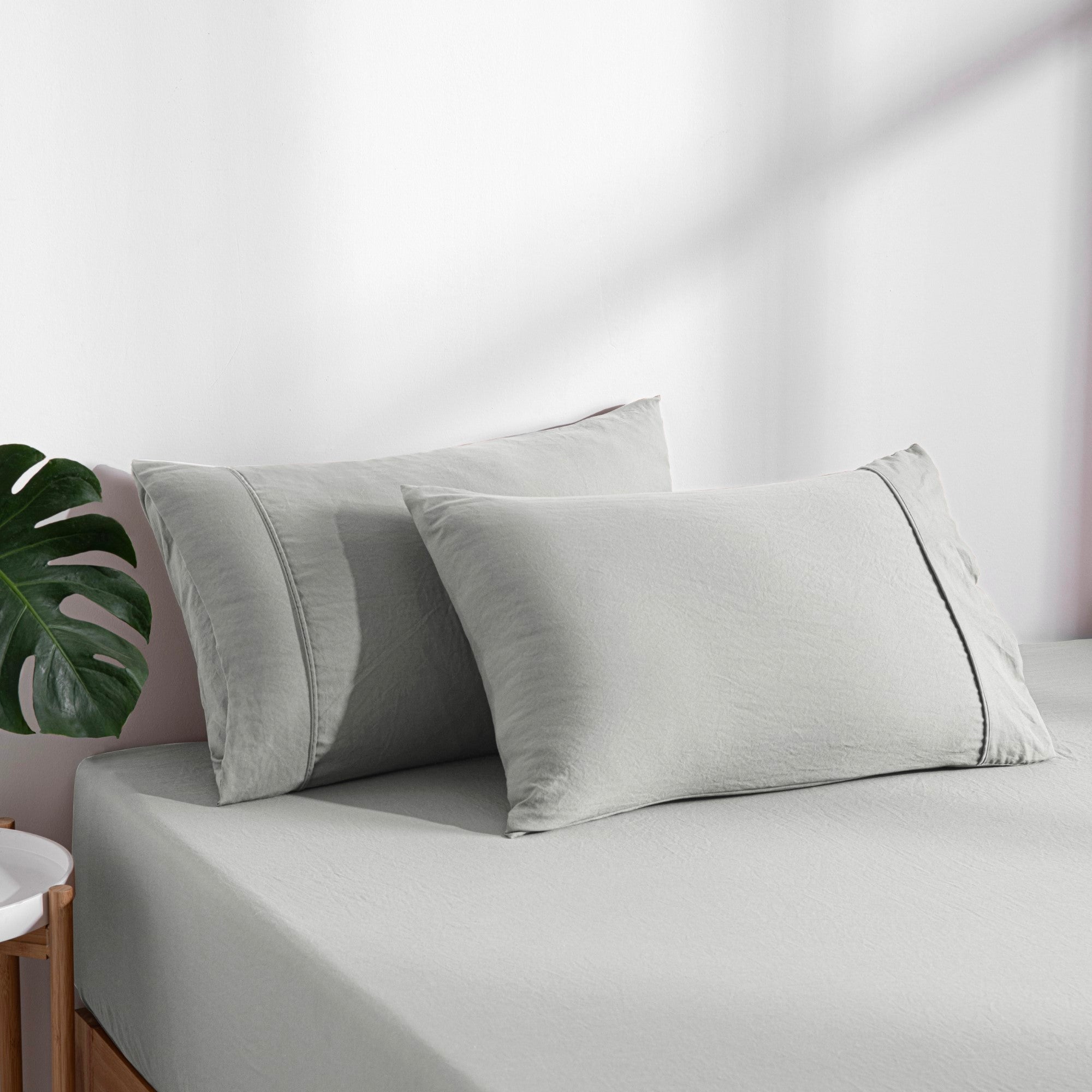 Dreamaker Fine Washed Microfibre Combo Fitted Sheet Set Dove Grey