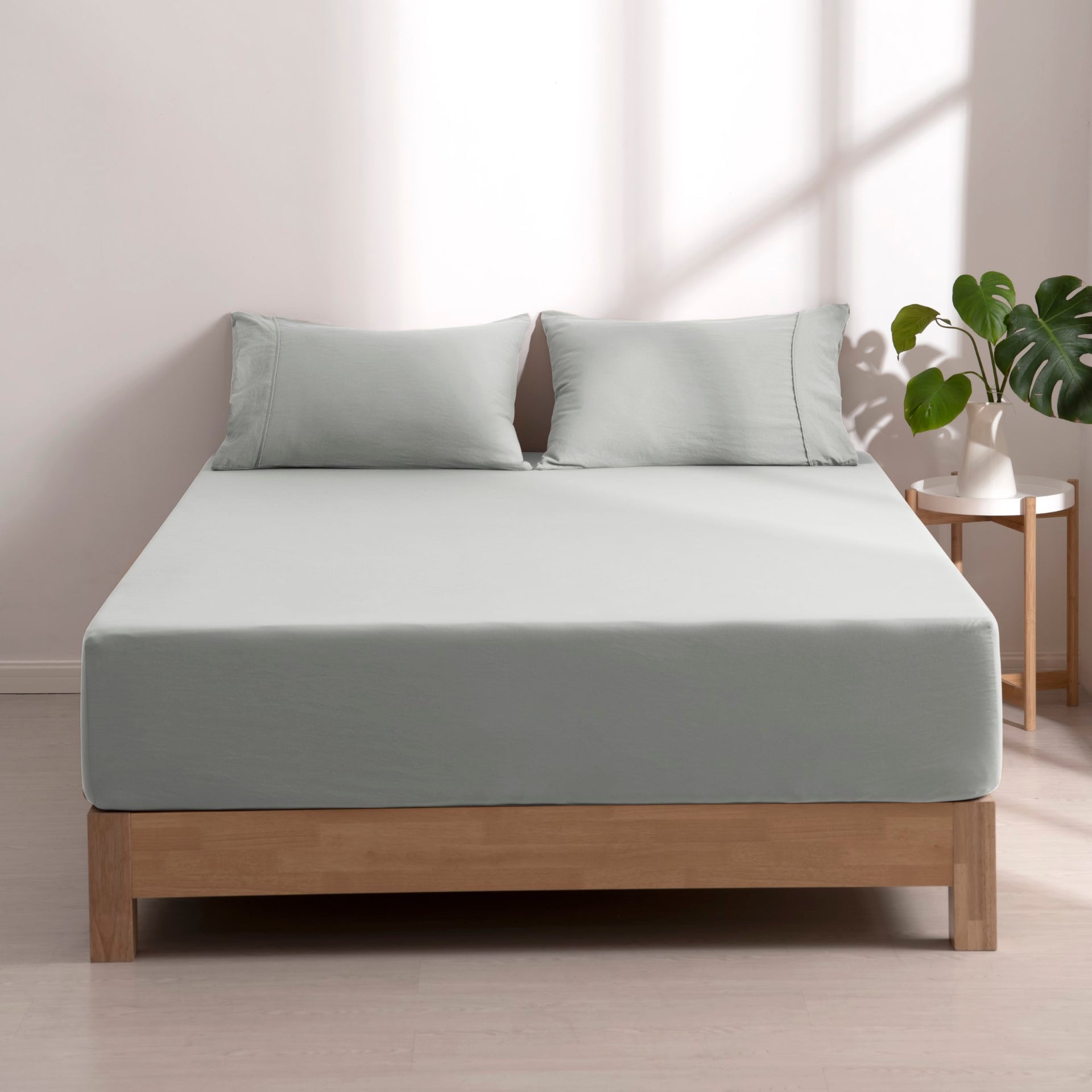 Dreamaker Fine Washed Microfibre Combo Fitted Sheet Set Dove Grey