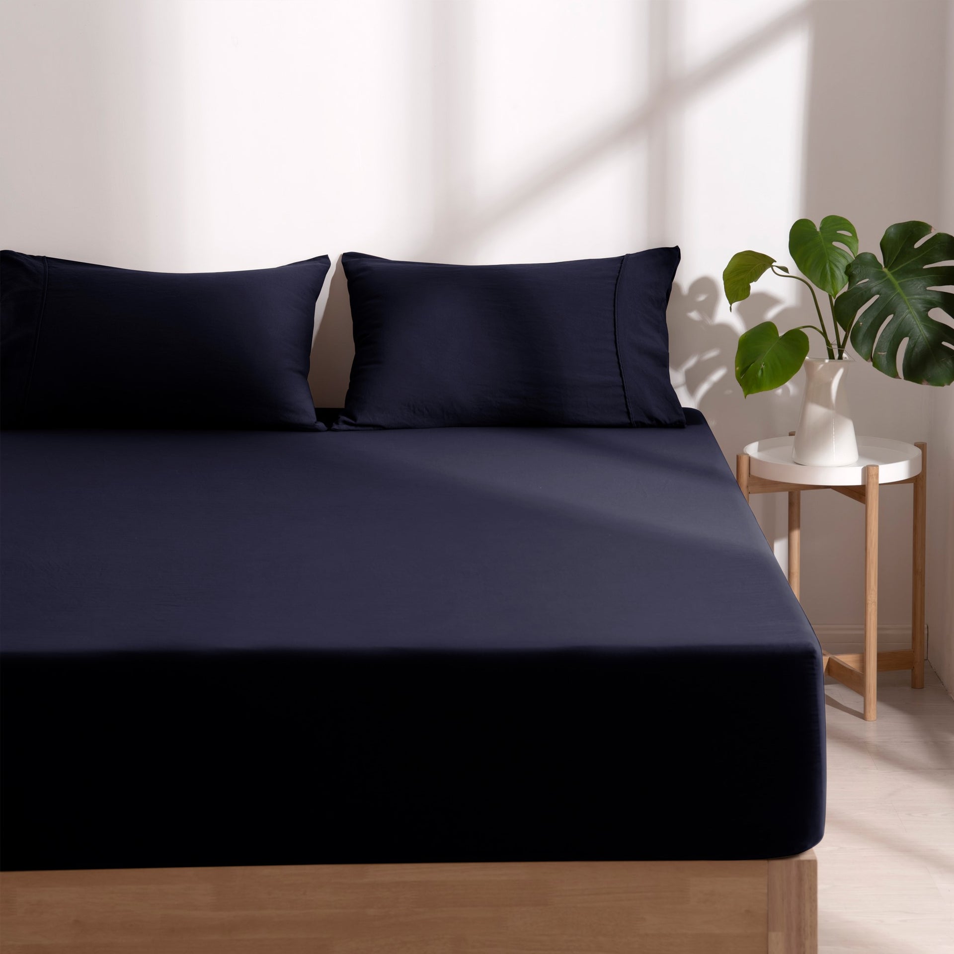 Dreamaker Fine Washed Microfibre Combo Fitted Sheet Set Navy