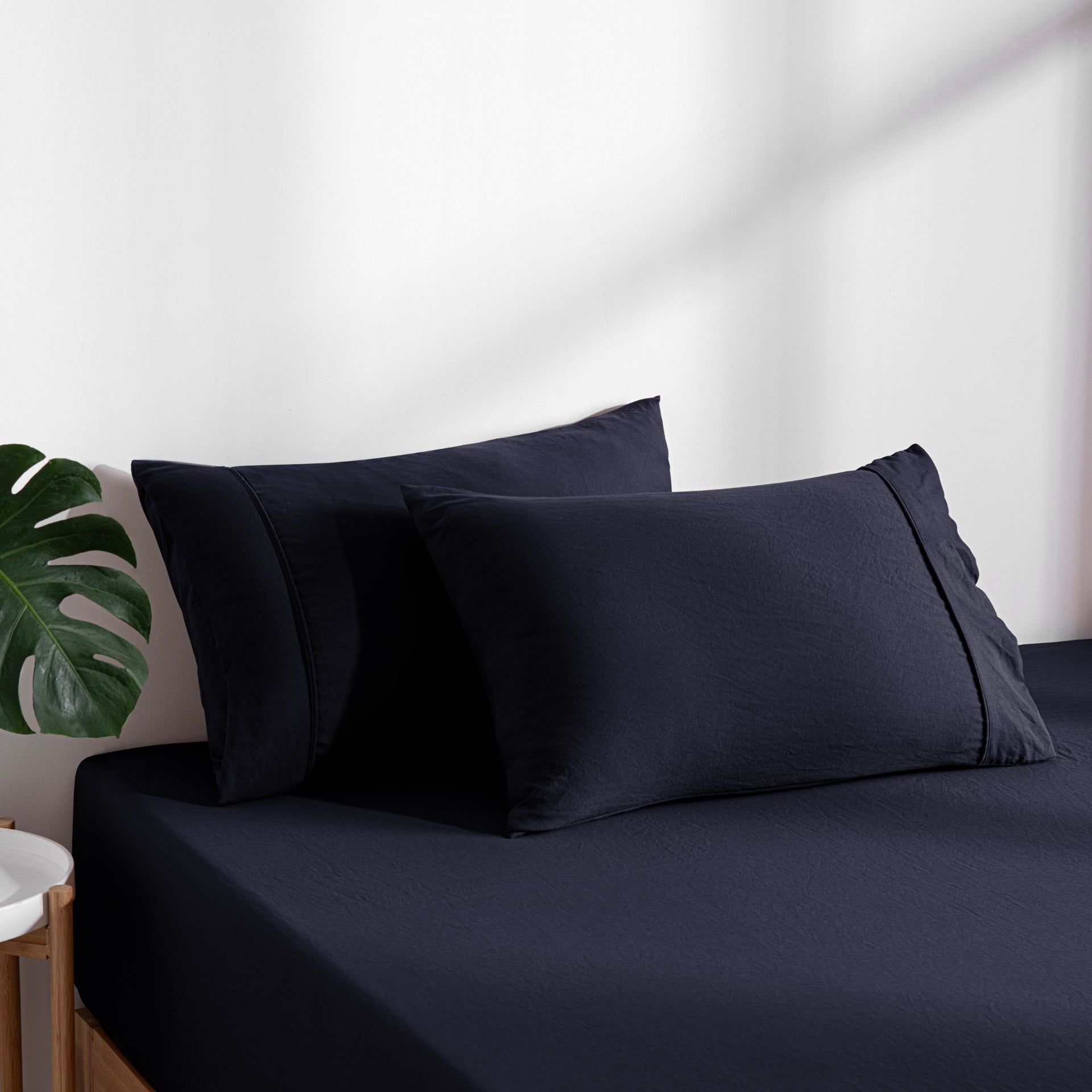 Dreamaker Fine Washed Microfibre Combo Fitted Sheet Set Navy