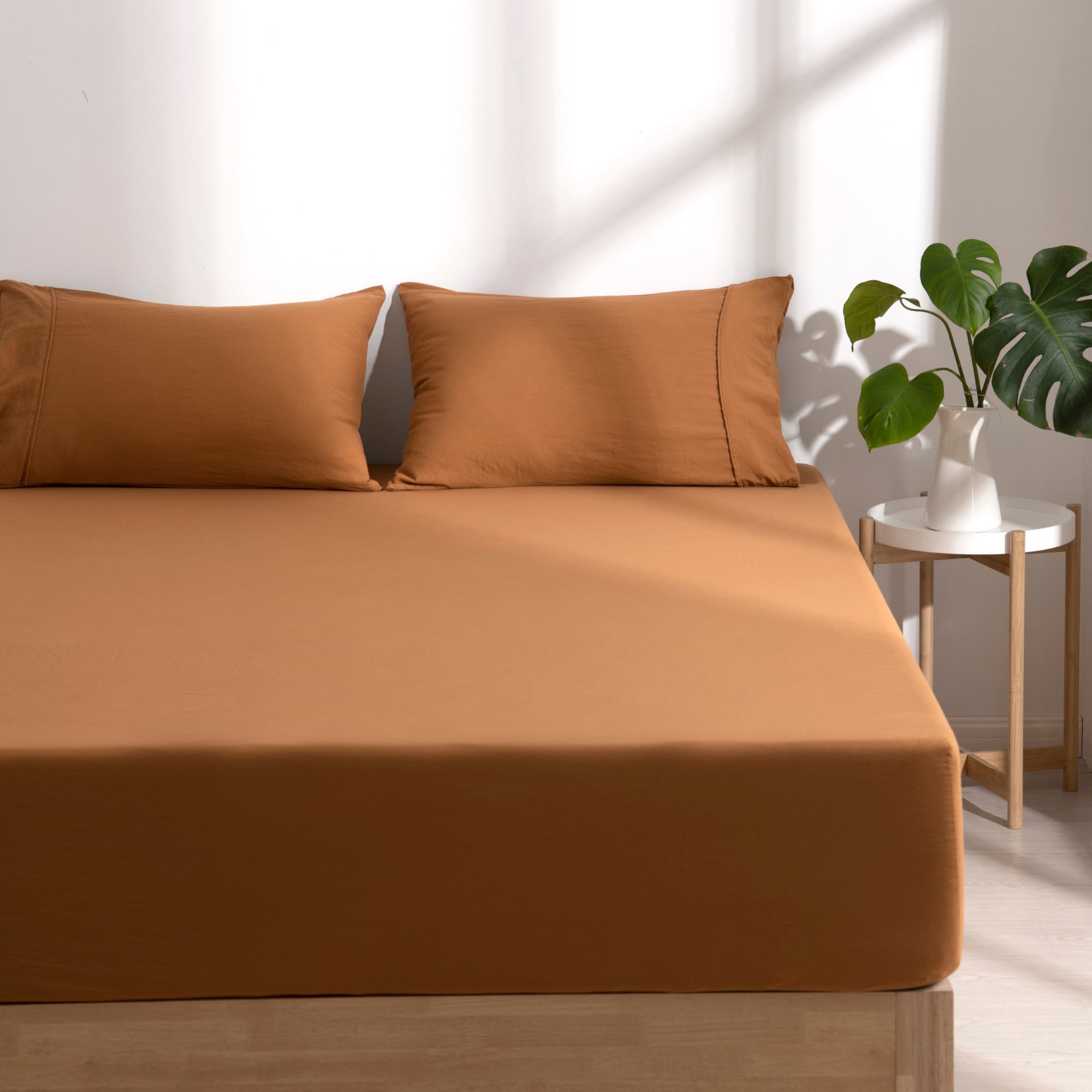 Dreamaker Fine Washed Microfibre Combo Fitted Sheet Set Rust