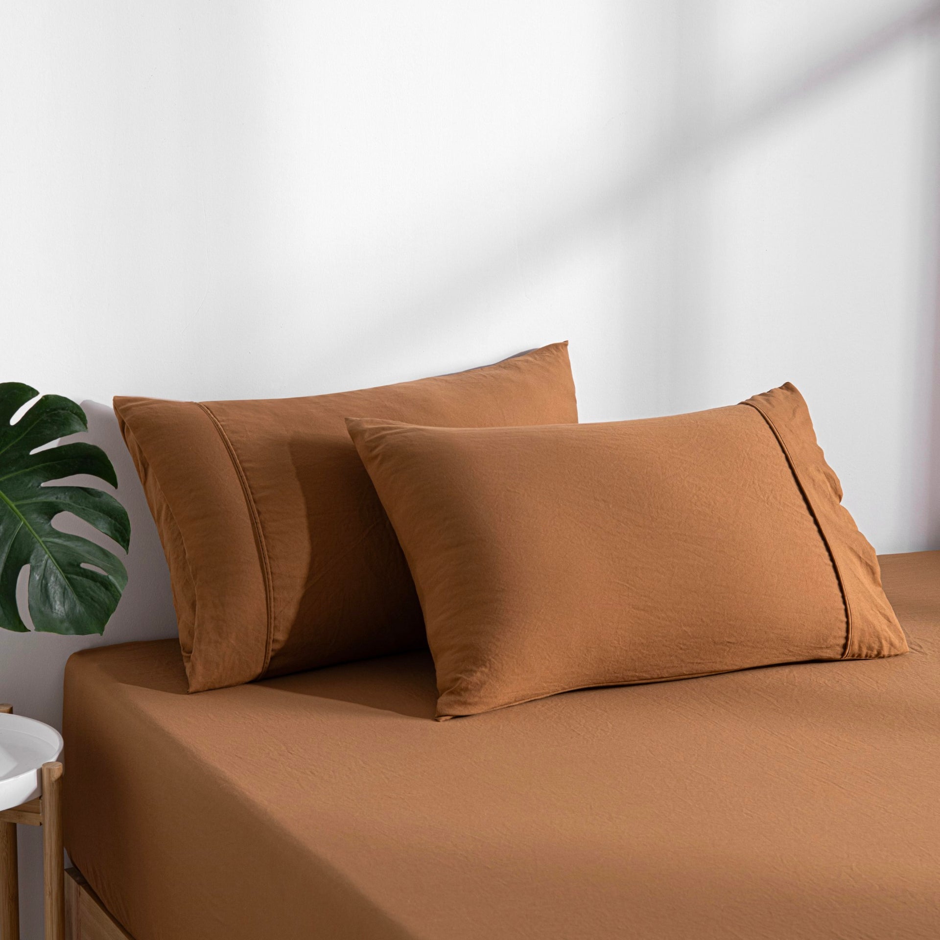 Dreamaker Fine Washed Microfibre Combo Fitted Sheet Set Rust