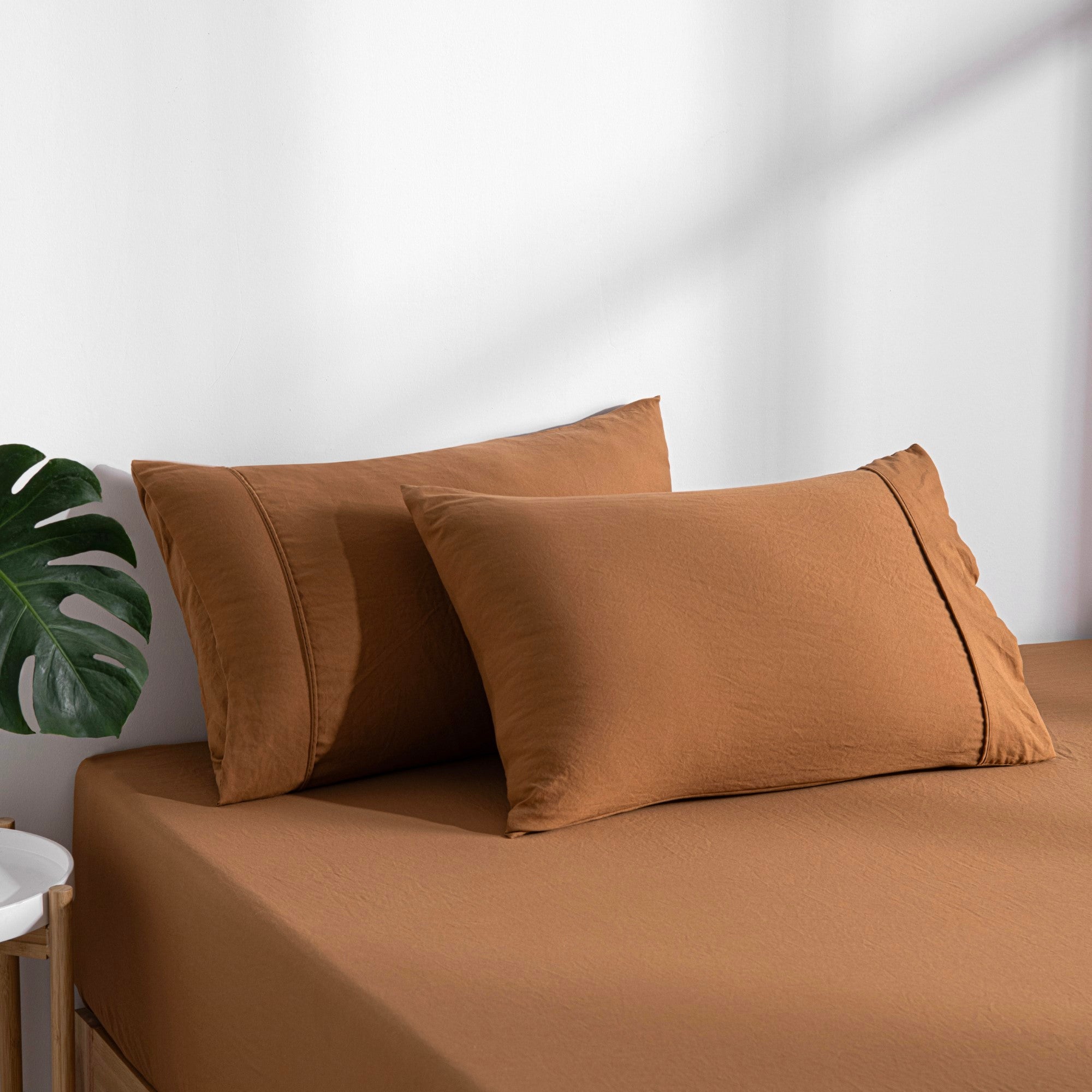 Dreamaker Fine Washed Microfibre Combo Fitted Sheet Set Rust