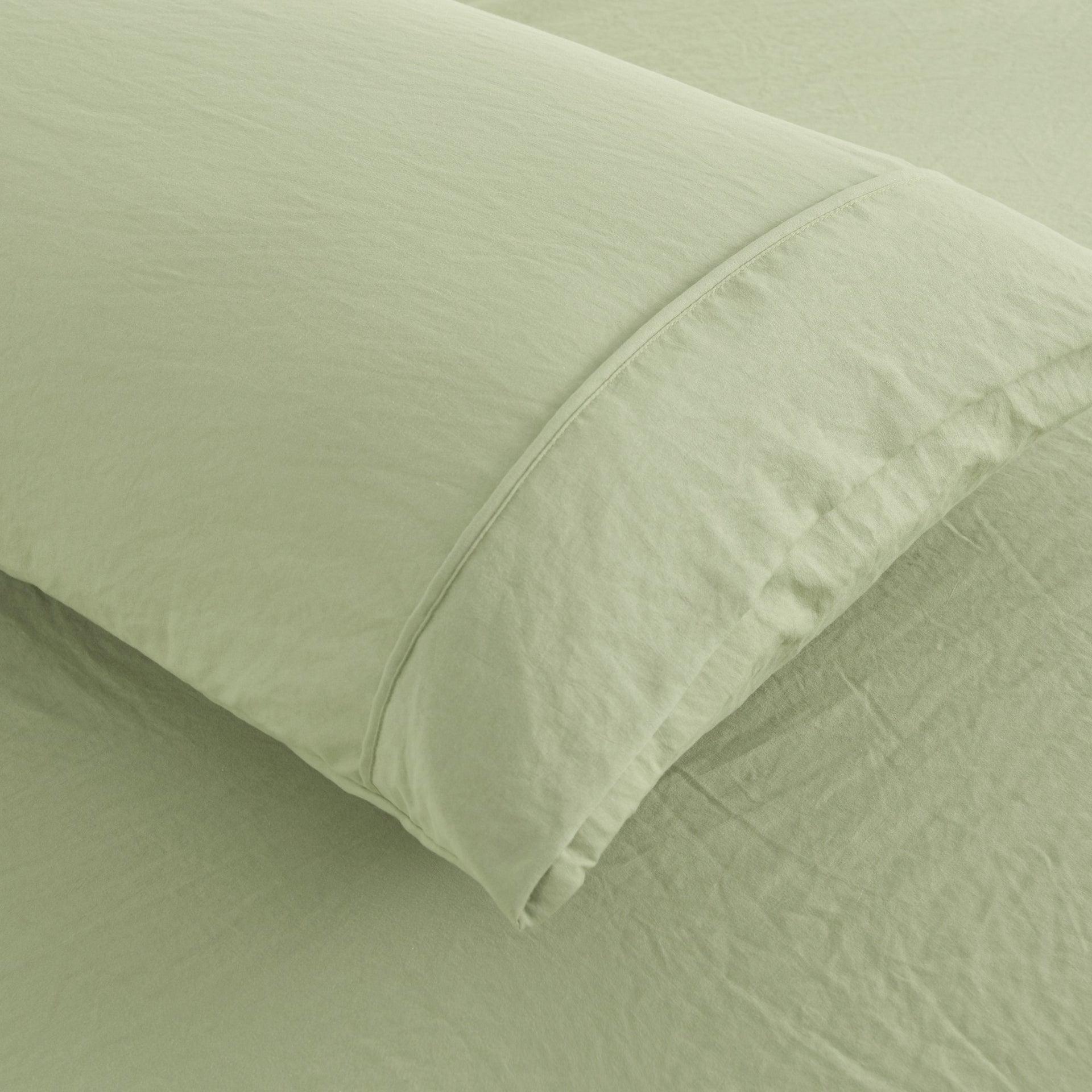 Dreamaker Fine Washed Microfibre  Pillowcase Twin Pack  Sage Green
