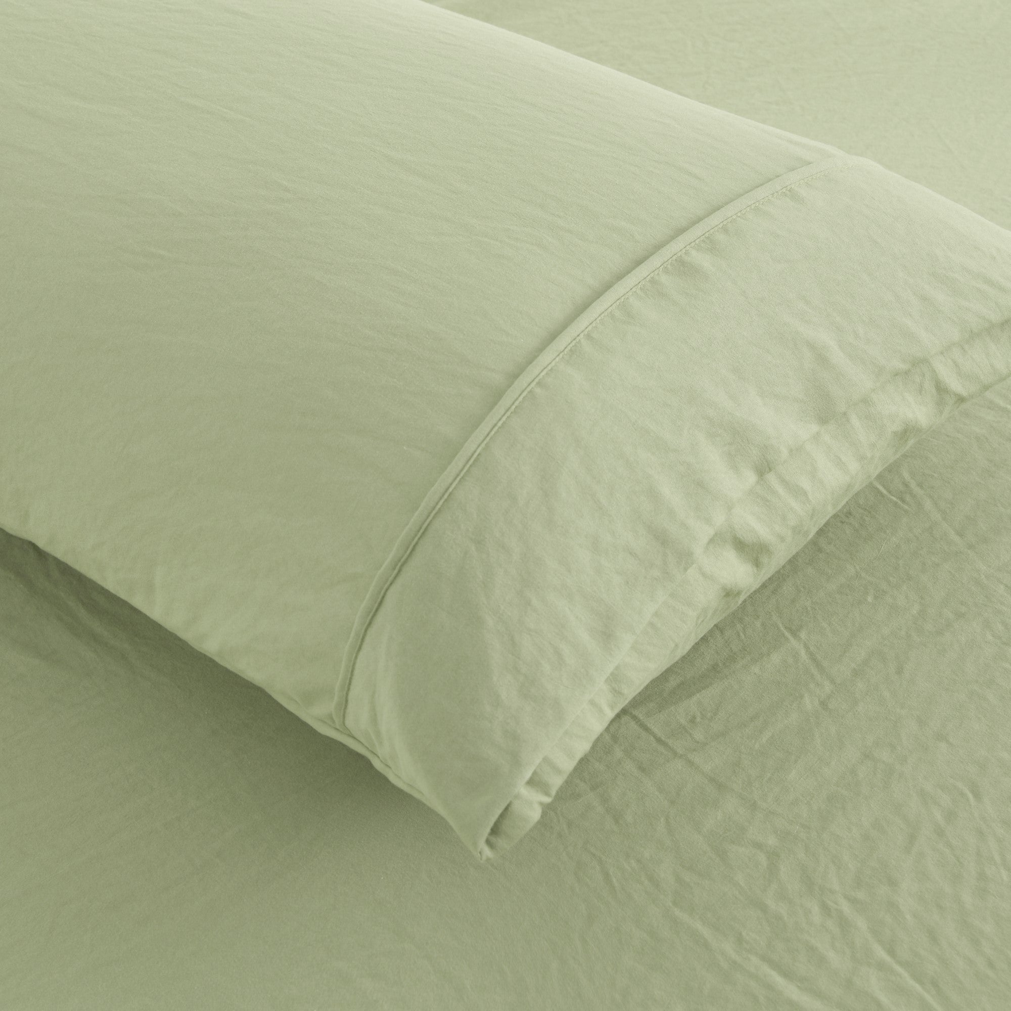 Dreamaker Fine Washed Microfibre  Pillowcase Twin Pack  Sage Green