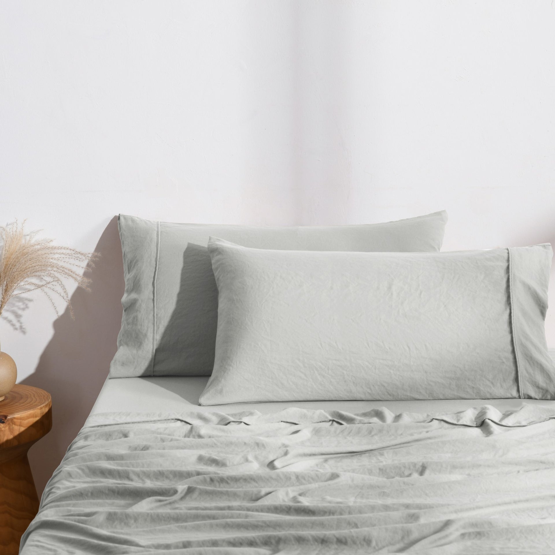 Dreamaker Fine Washed Microfibre  Pillowcase Twin Pack  Dove Grey