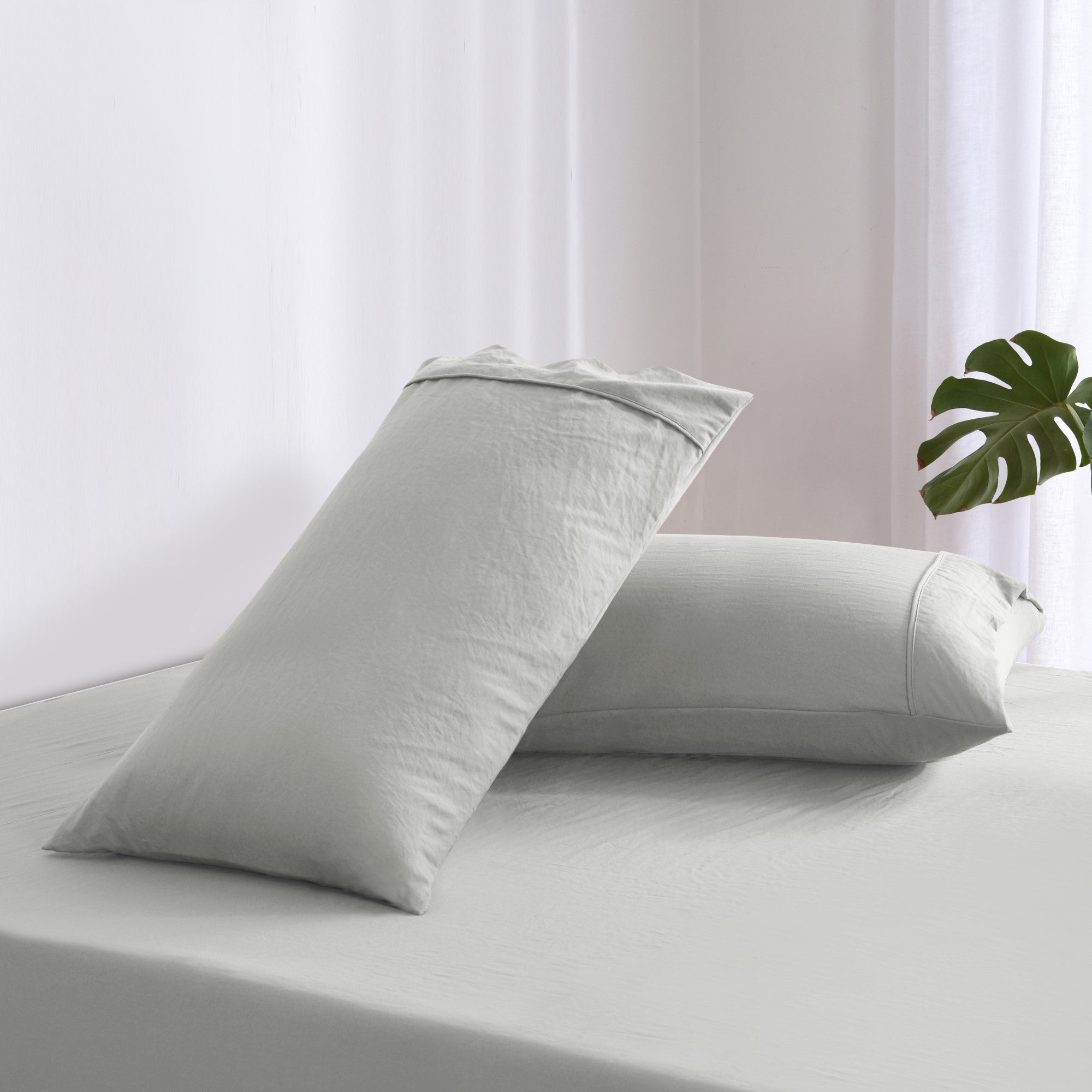 Dreamaker Fine Washed Microfibre  Pillowcase Twin Pack  Dove Grey