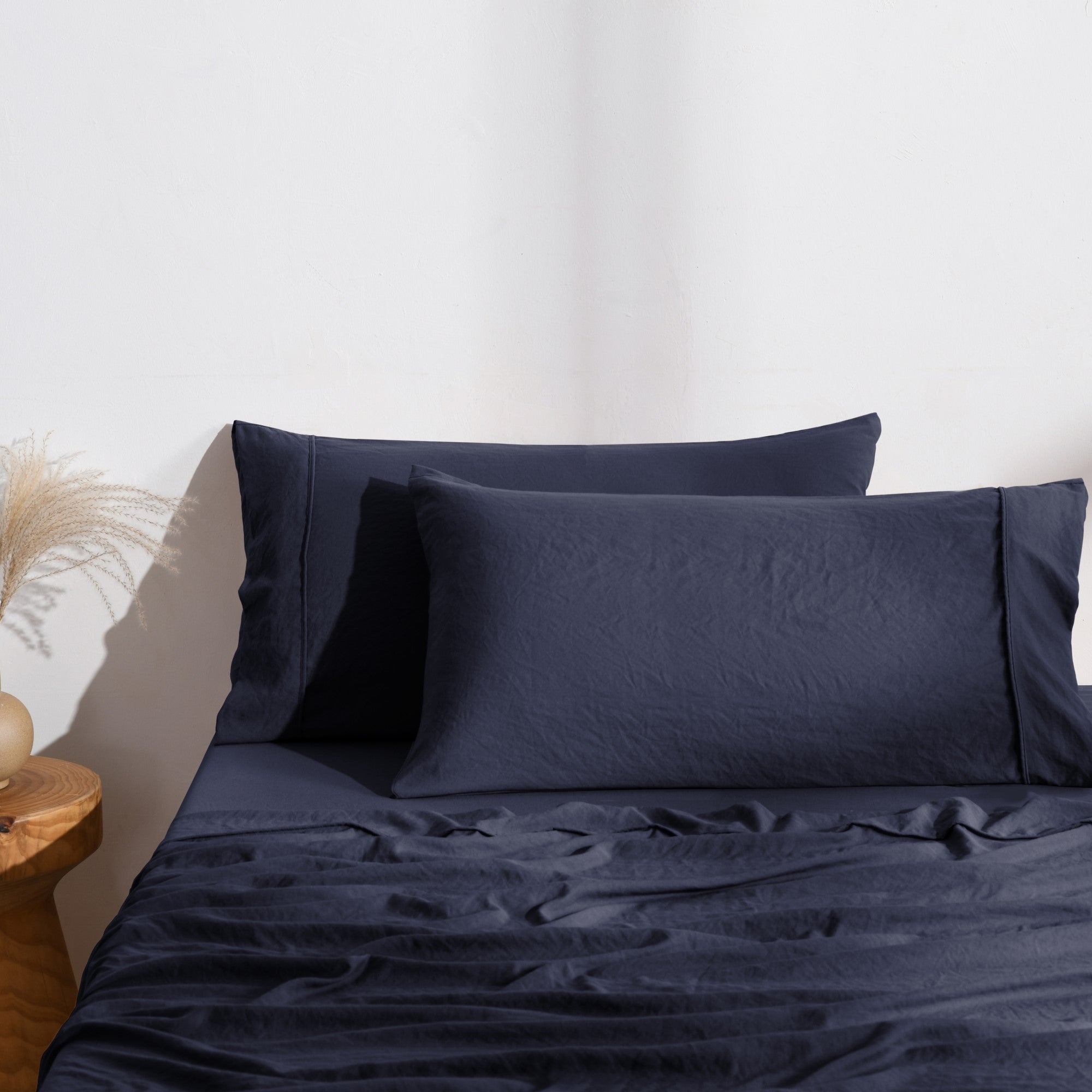 Dreamaker Fine Washed Microfibre  Pillowcase Twin Pack  Navy
