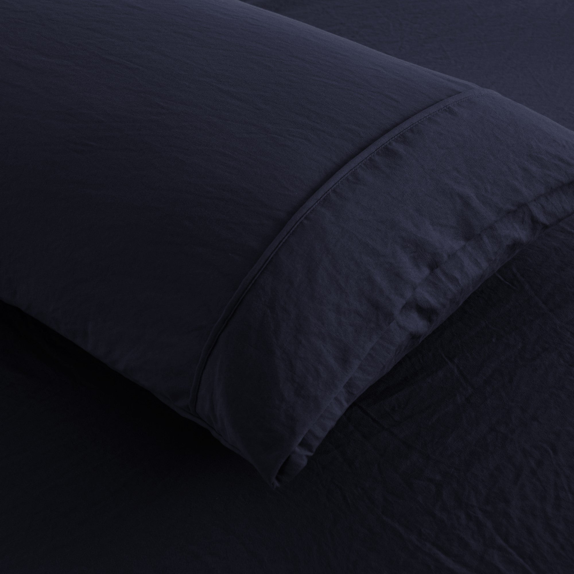 Dreamaker Fine Washed Microfibre  Pillowcase Twin Pack  Navy