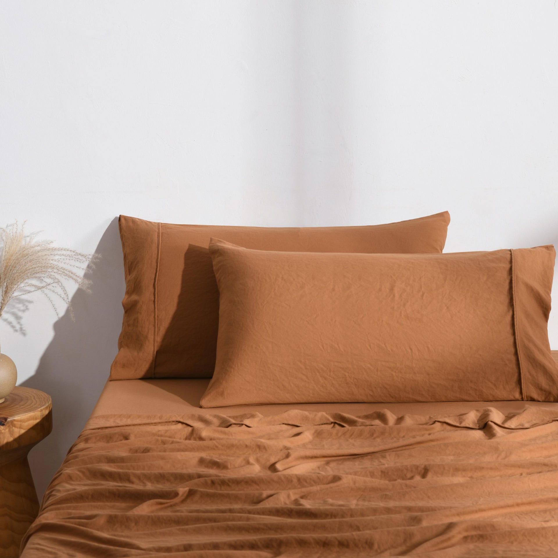 Dreamaker Fine Washed Microfibre  Pillowcase Twin Pack  Rust