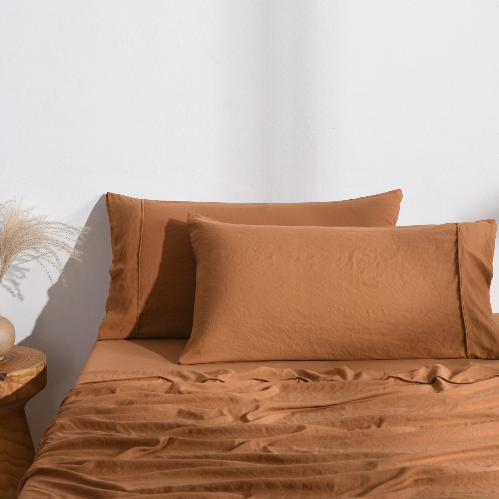 Dreamaker Fine Washed Microfibre  Pillowcase Twin Pack  Rust