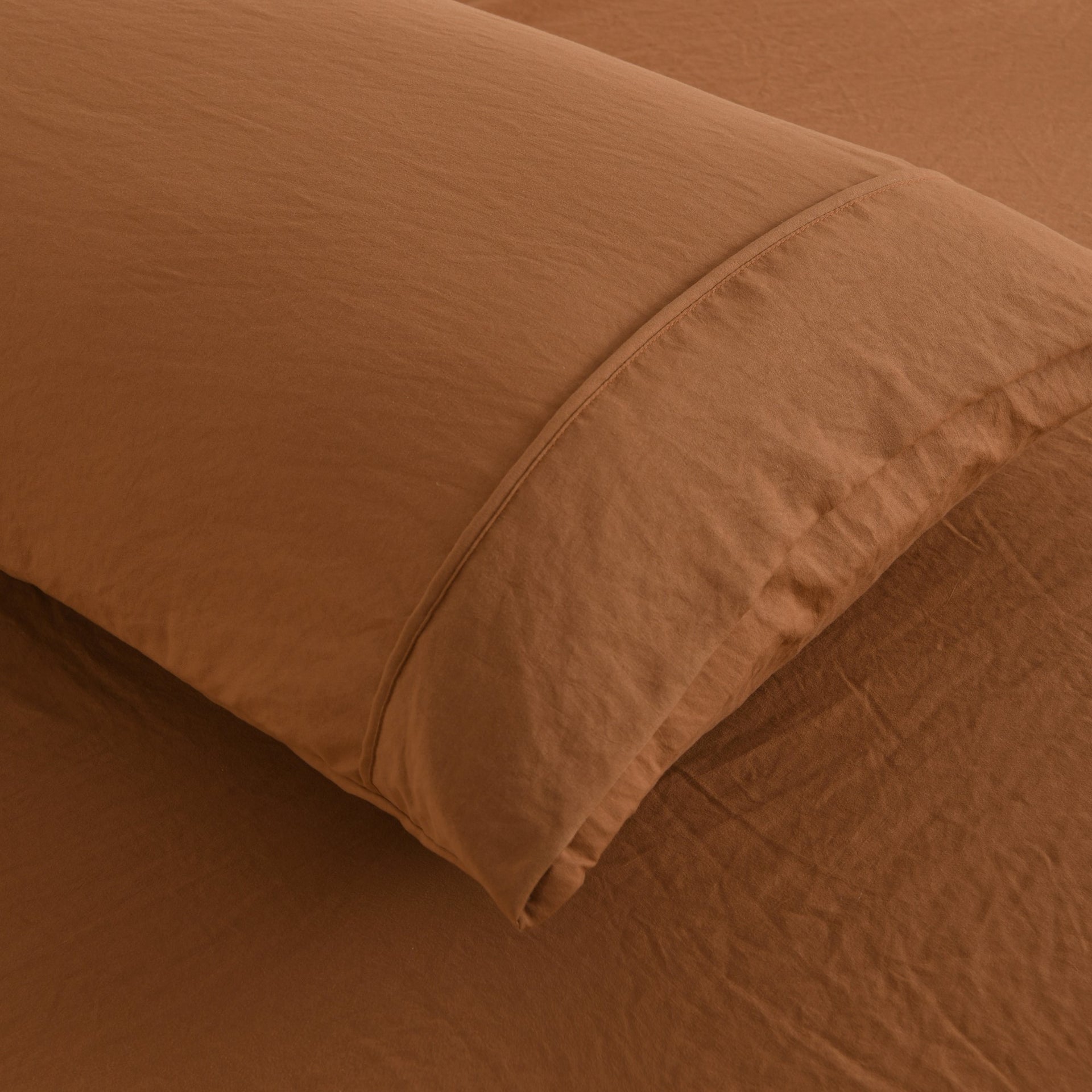Dreamaker Fine Washed Microfibre  Pillowcase Twin Pack  Rust