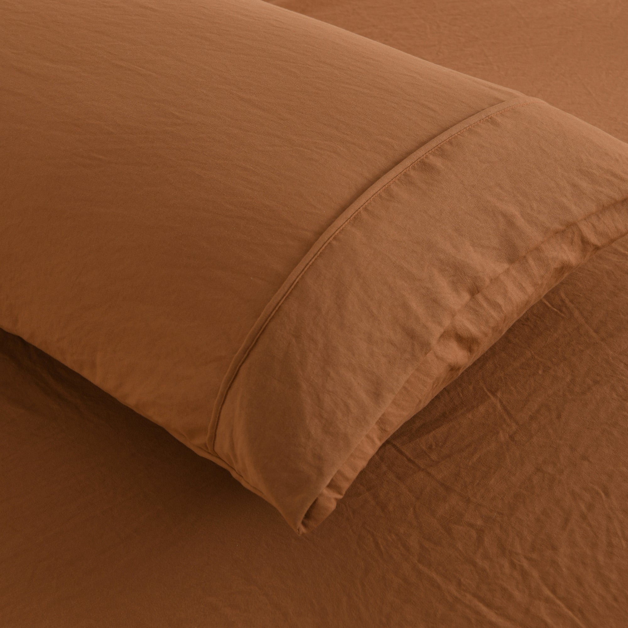 Dreamaker Fine Washed Microfibre  Pillowcase Twin Pack  Rust