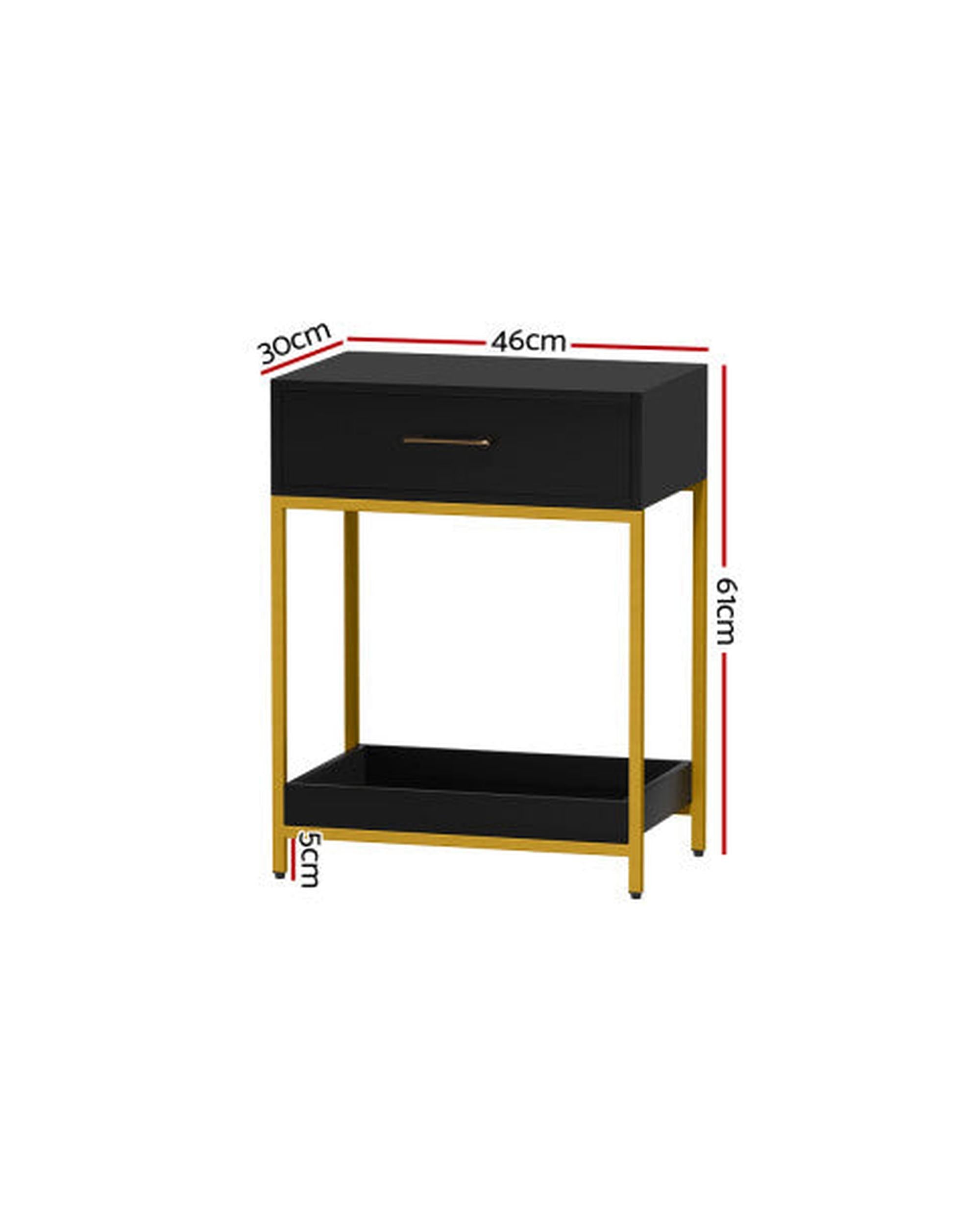 Artiss Bedside Table Drawers Side Table Shelf Bedroom Furniture Nightstand Black Artiss