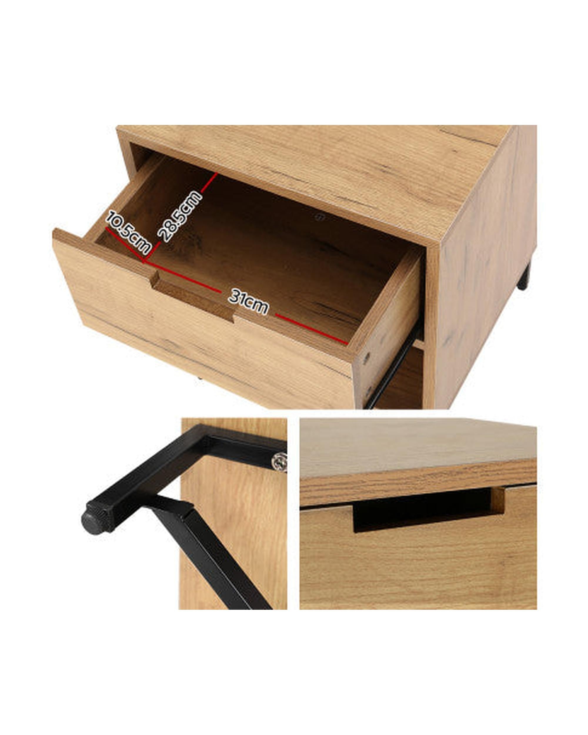 Artiss Bedside Table Drawers Shelf Side Nightstand Storage Bedroom Rust Oak Artiss