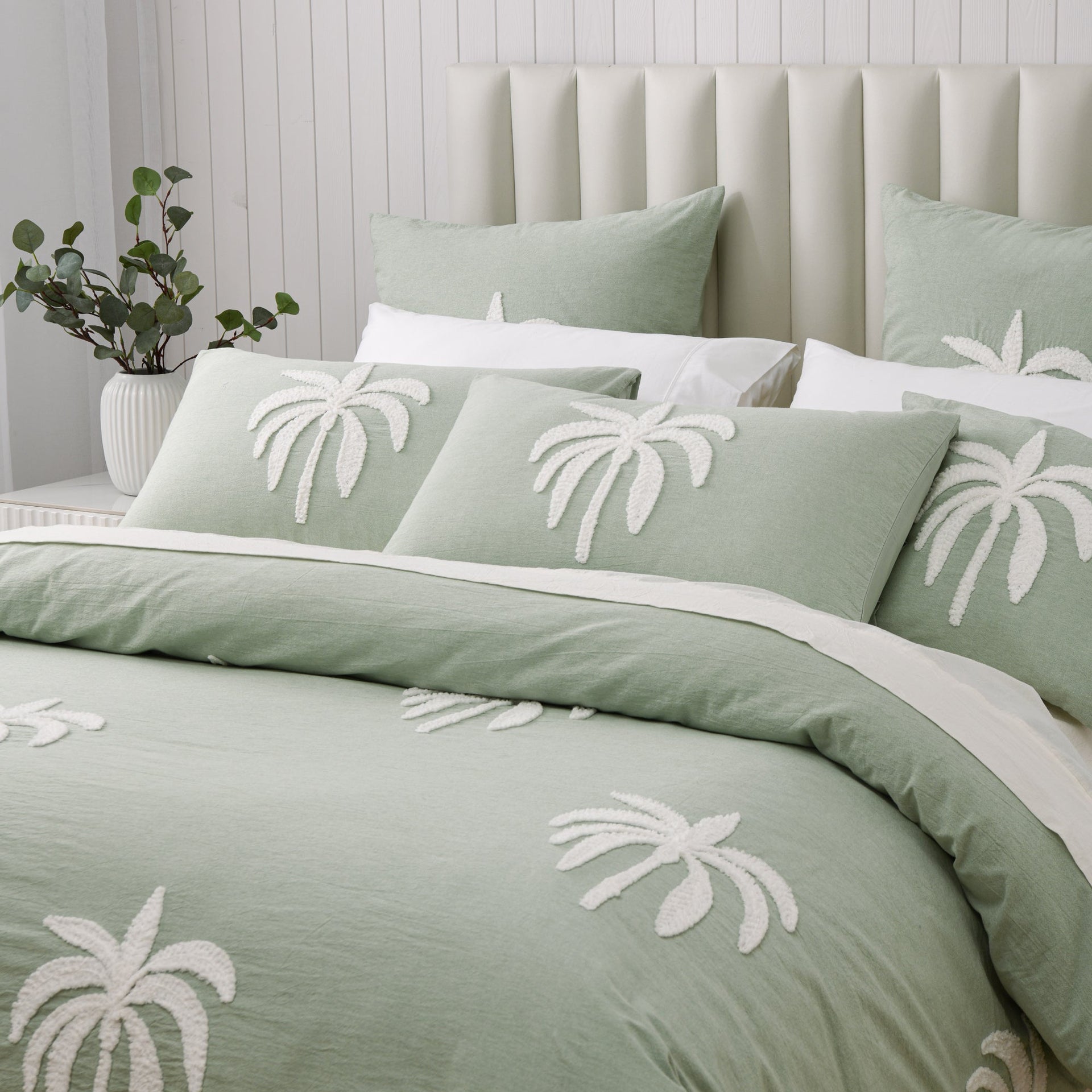 Bianca Bedding Palm Cove Sage Cotton Quilt Cover Set