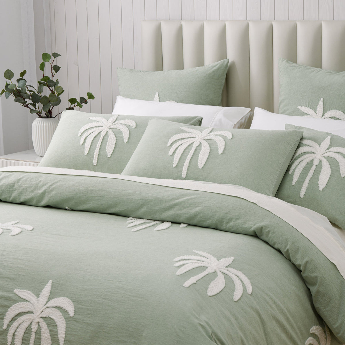 Bianca Bedding Palm Cove Sage Cotton Quilt Cover Set
