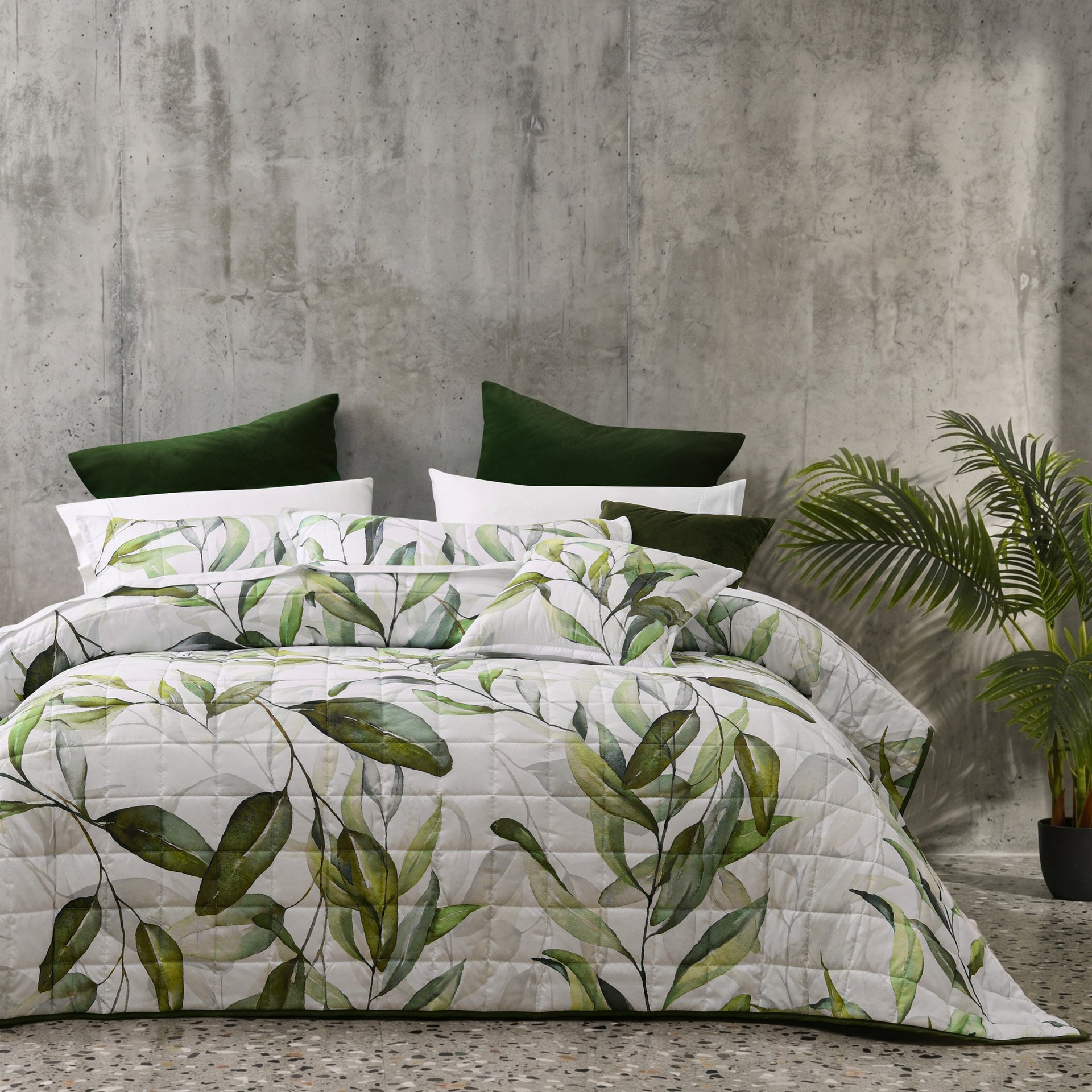Bianca Bedding Linden Forest Green Polyester Coverlet Set