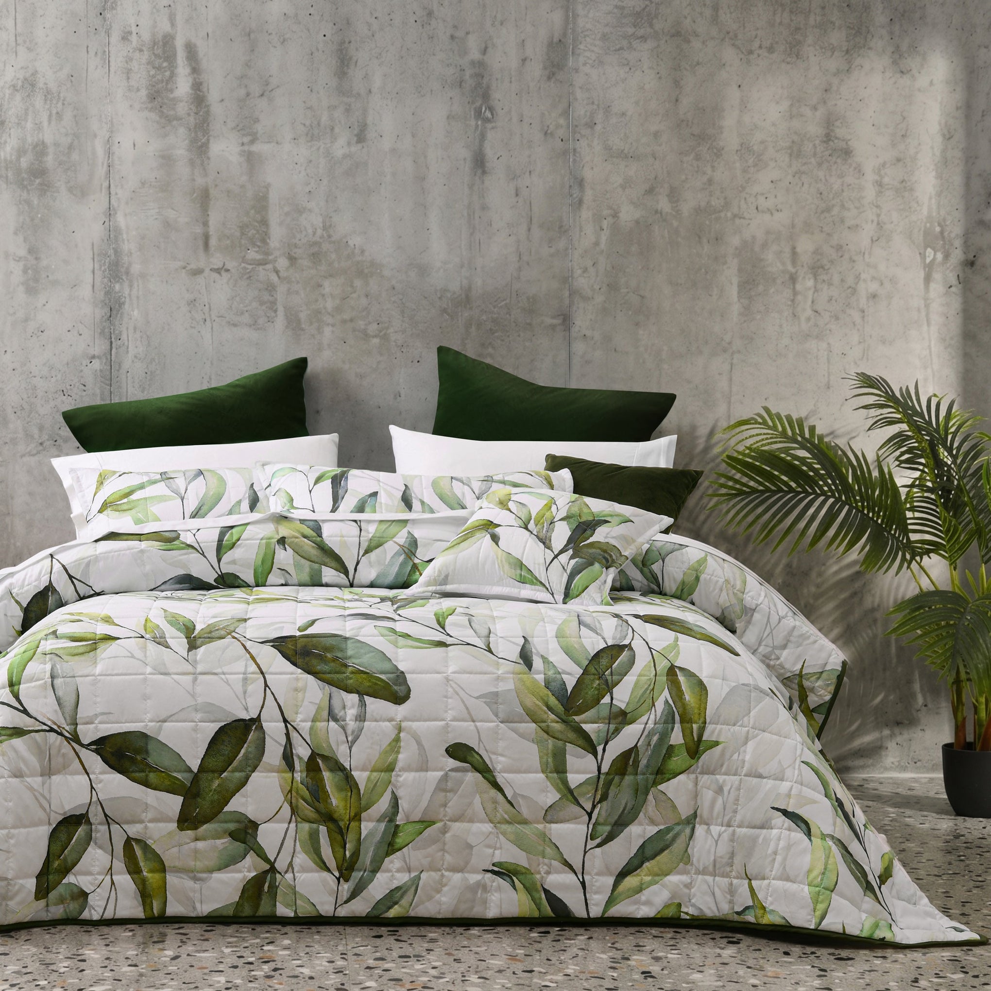 Bianca Bedding Linden Forest Green Polyester Coverlet Set