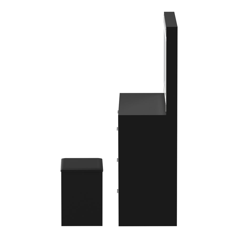 Dressing Table Stool Set Large Mirror LED Light Black Oikiture