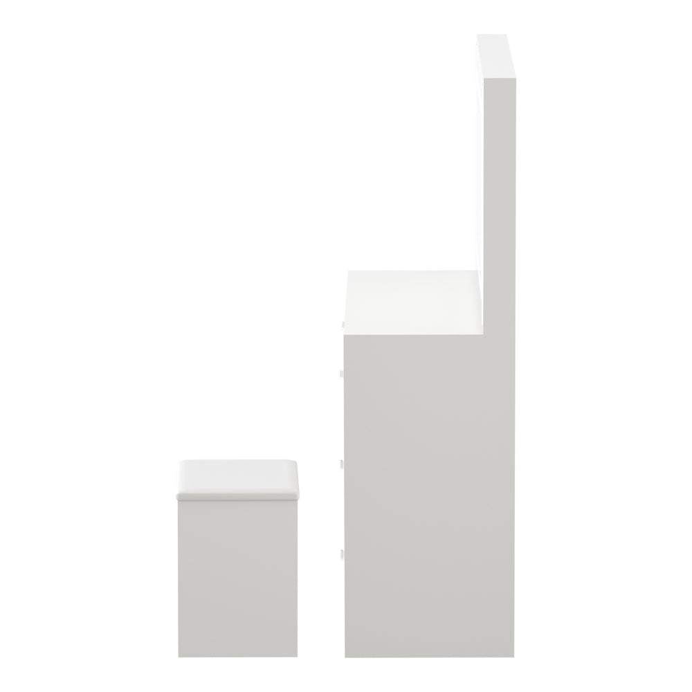 Dressing Table Stool Set Large Mirror LED Light White Oikiture