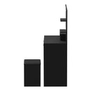 Dressing Table Stool Set LED Light Large Cabinet Black Oikiture