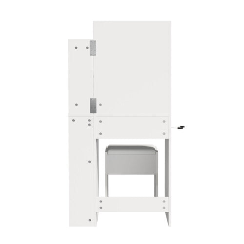 Oikiture Small Dressing Table Set LED Lights Makeup Mirror Desk White