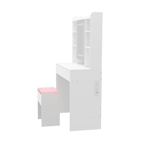Oikiture Dressing Table Set Touch Control LED Mirror Charging White
