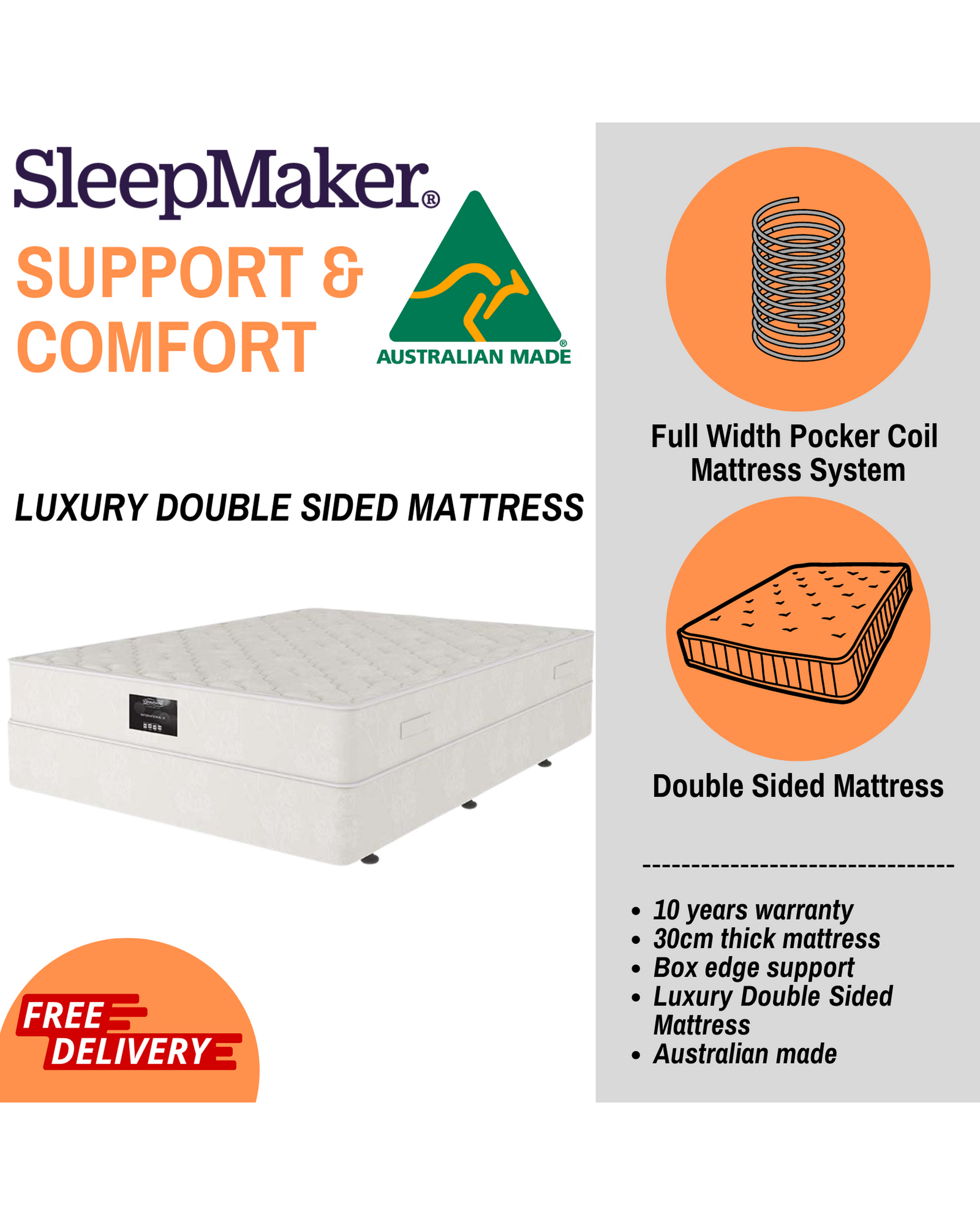 SleepMaker DOUBLE SIDED EXTREME LUXURY Mattress - Plush  Both Sides SleepMaker