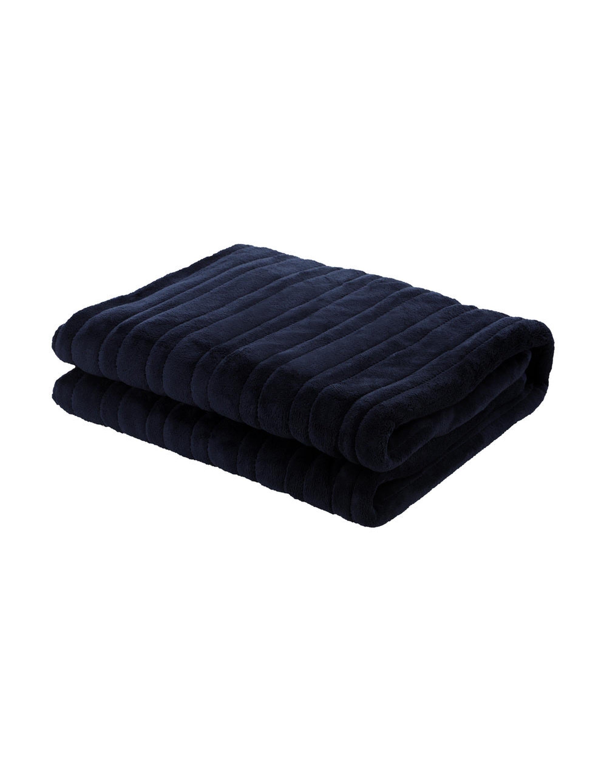 Washable Electric Heated Throw Rug Flannel Blue Bedra
