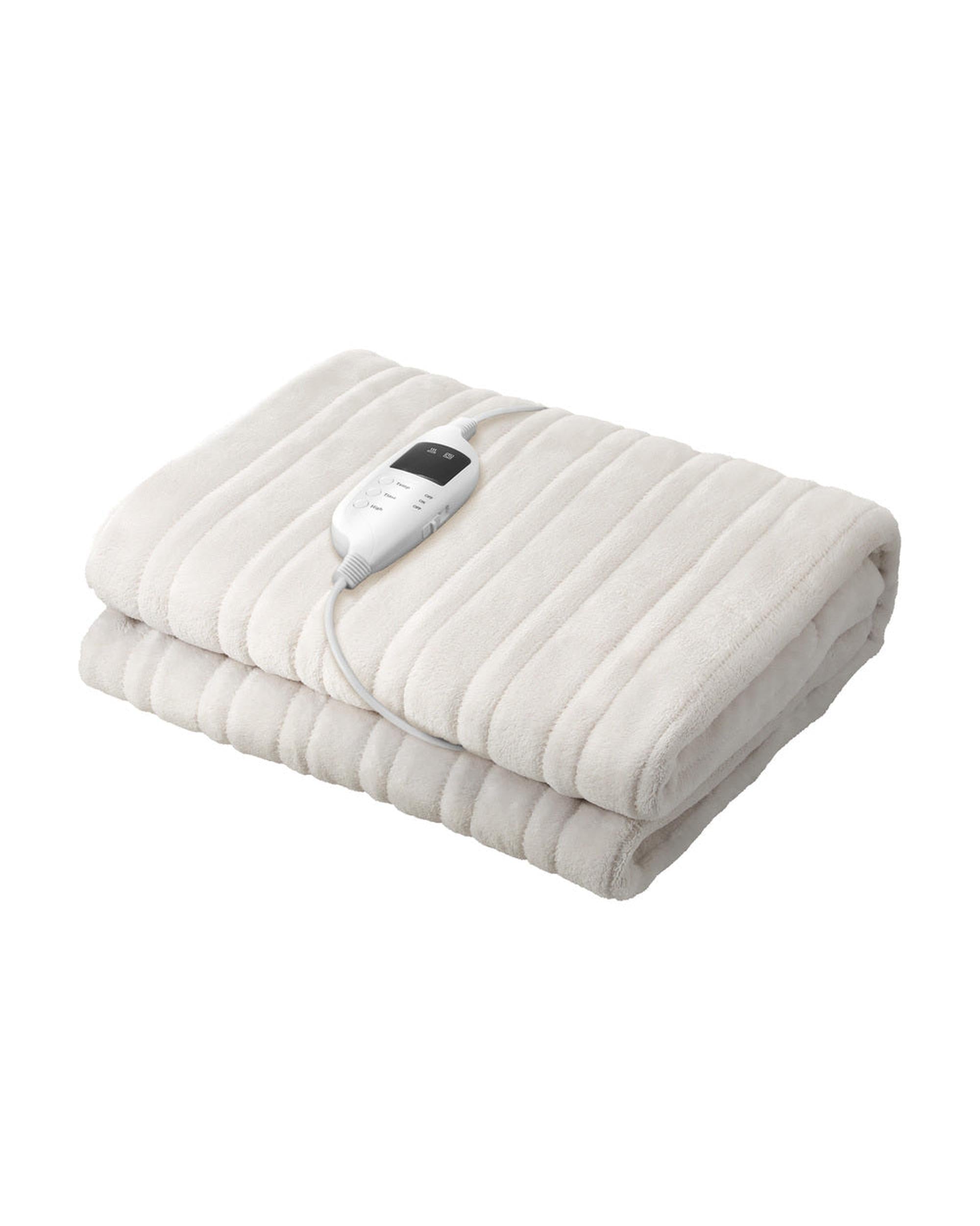 Electric Heated Throw Rug Washable Flannel Cream Bedra
