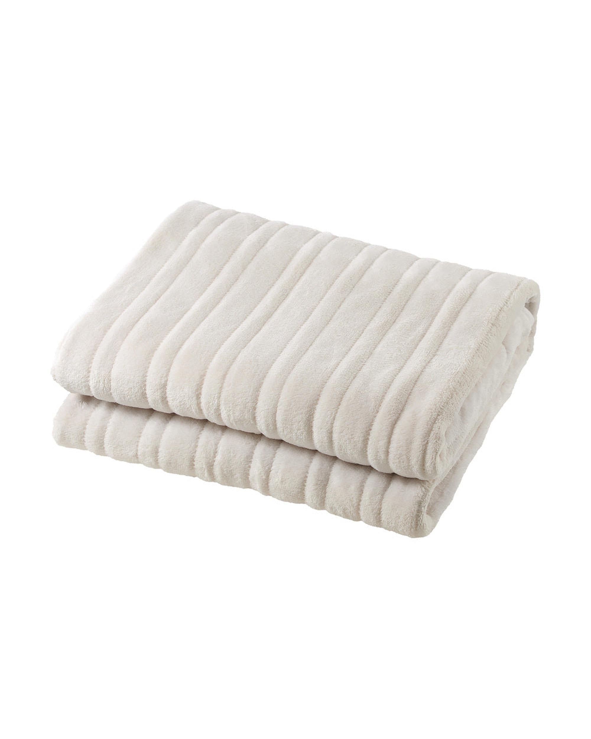 Electric Heated Throw Rug Washable Flannel Cream Bedra