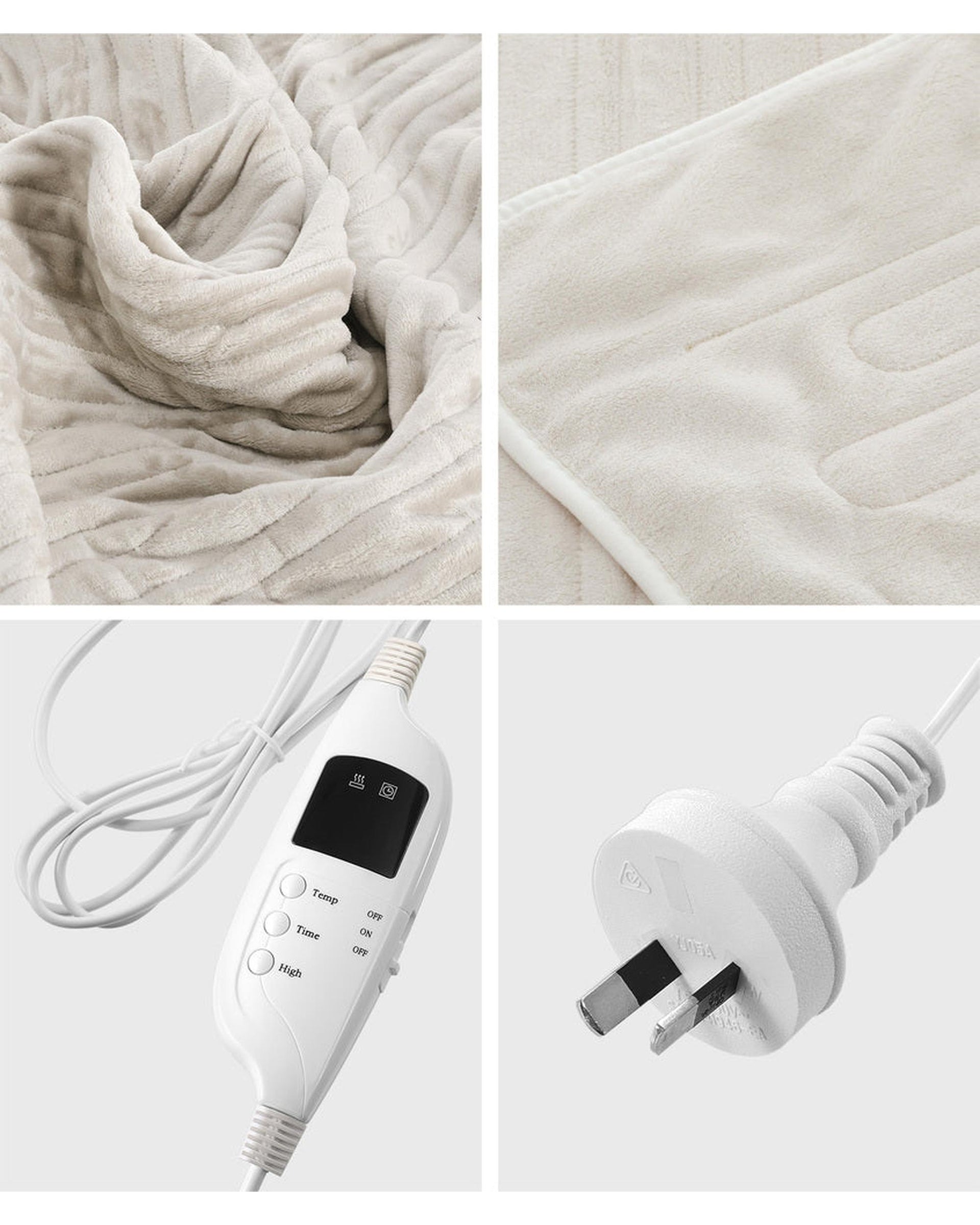 Electric Heated Throw Rug Washable Flannel Cream Bedra