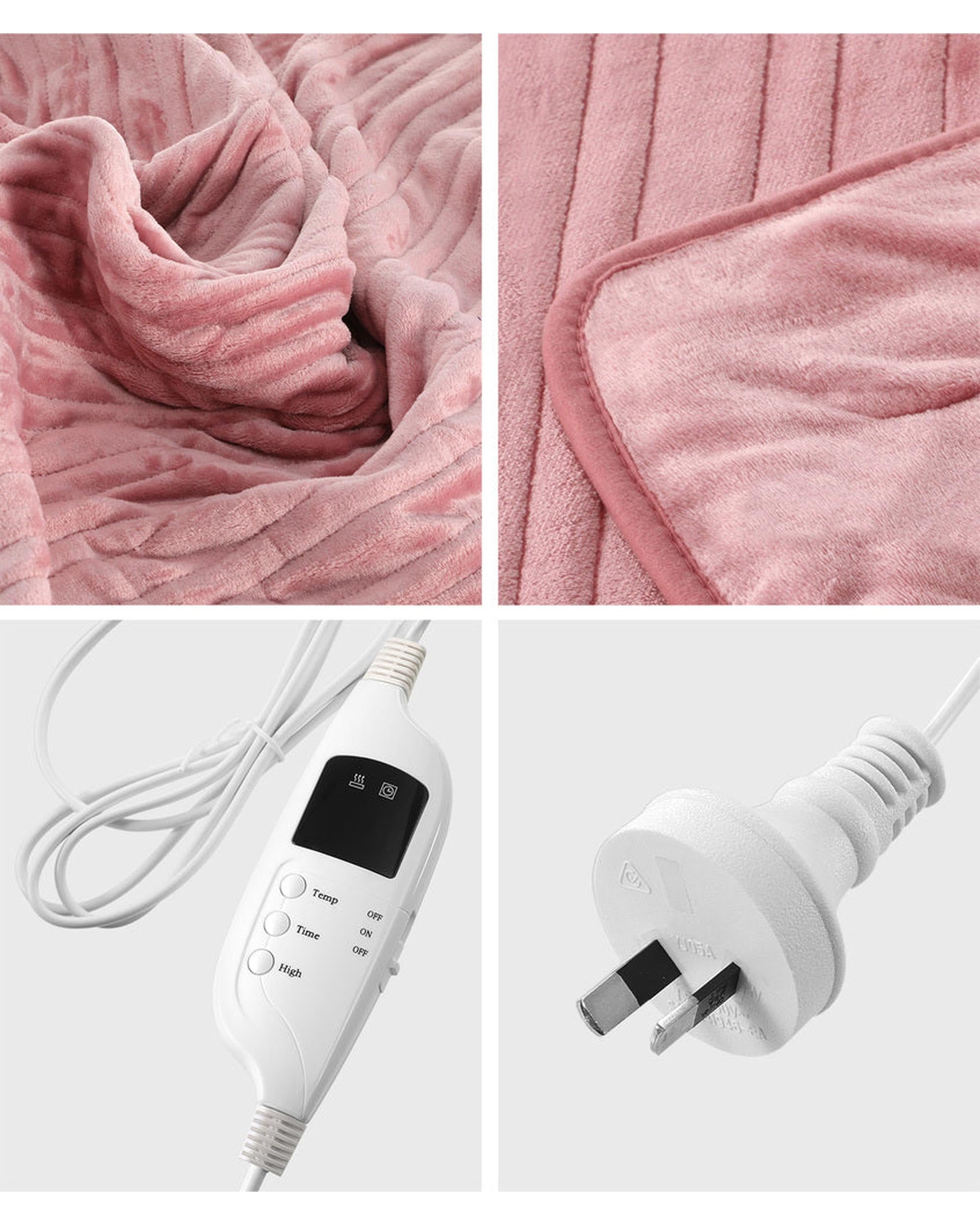 Washable Electric Heated Throw Rug Flannel Pink Bedra