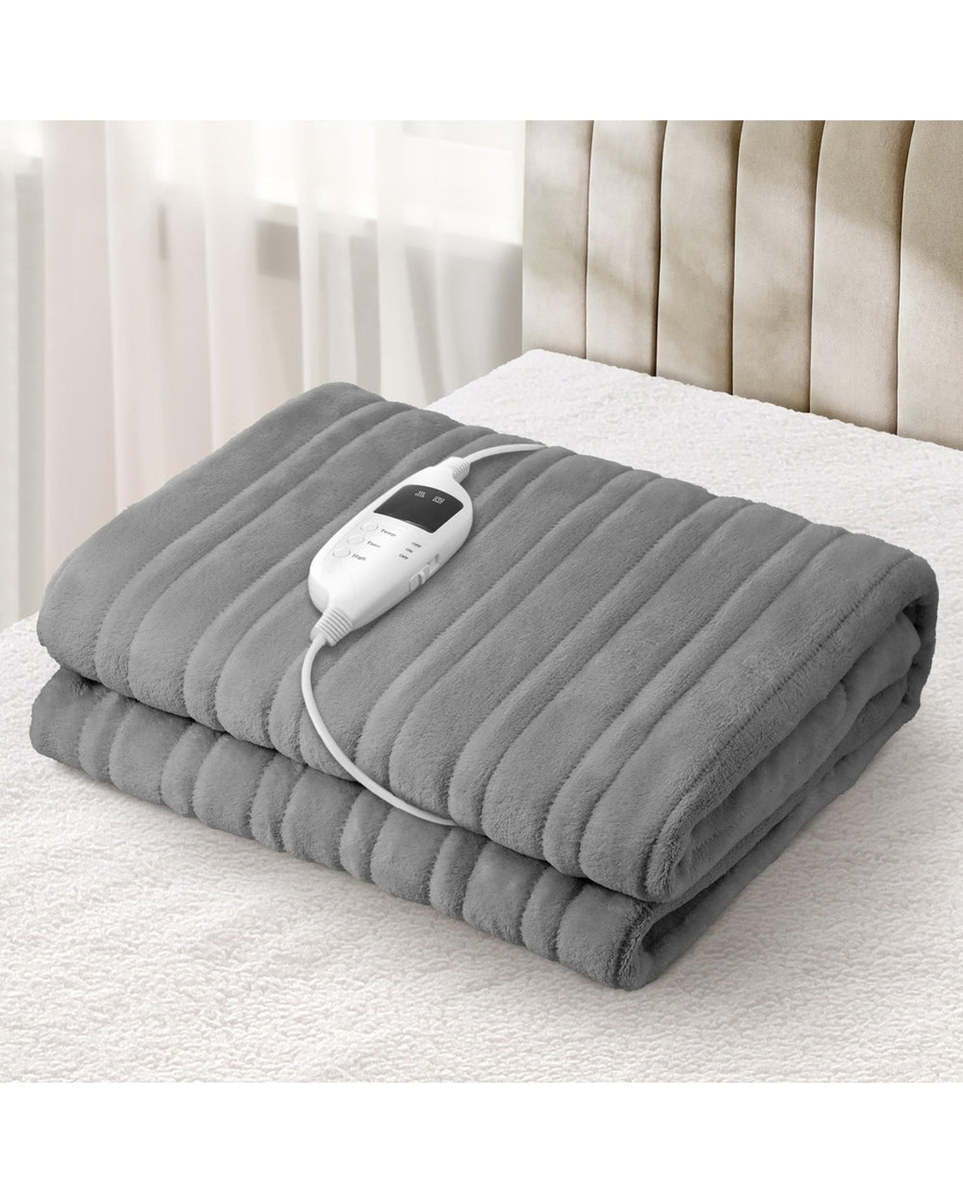 Electric Heated Throw Rug Washable Silver Bedra