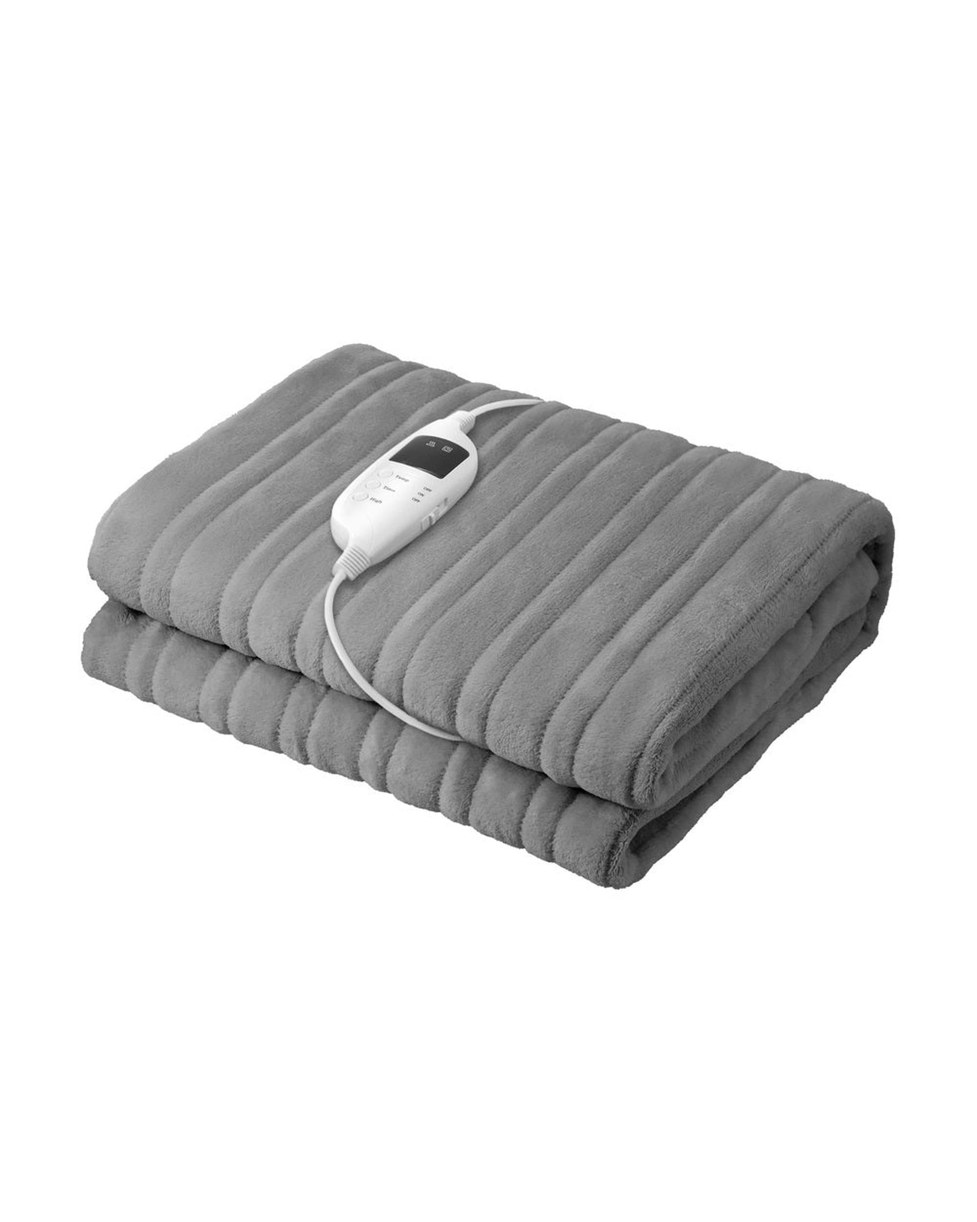 Electric Heated Throw Rug Washable Silver Bedra