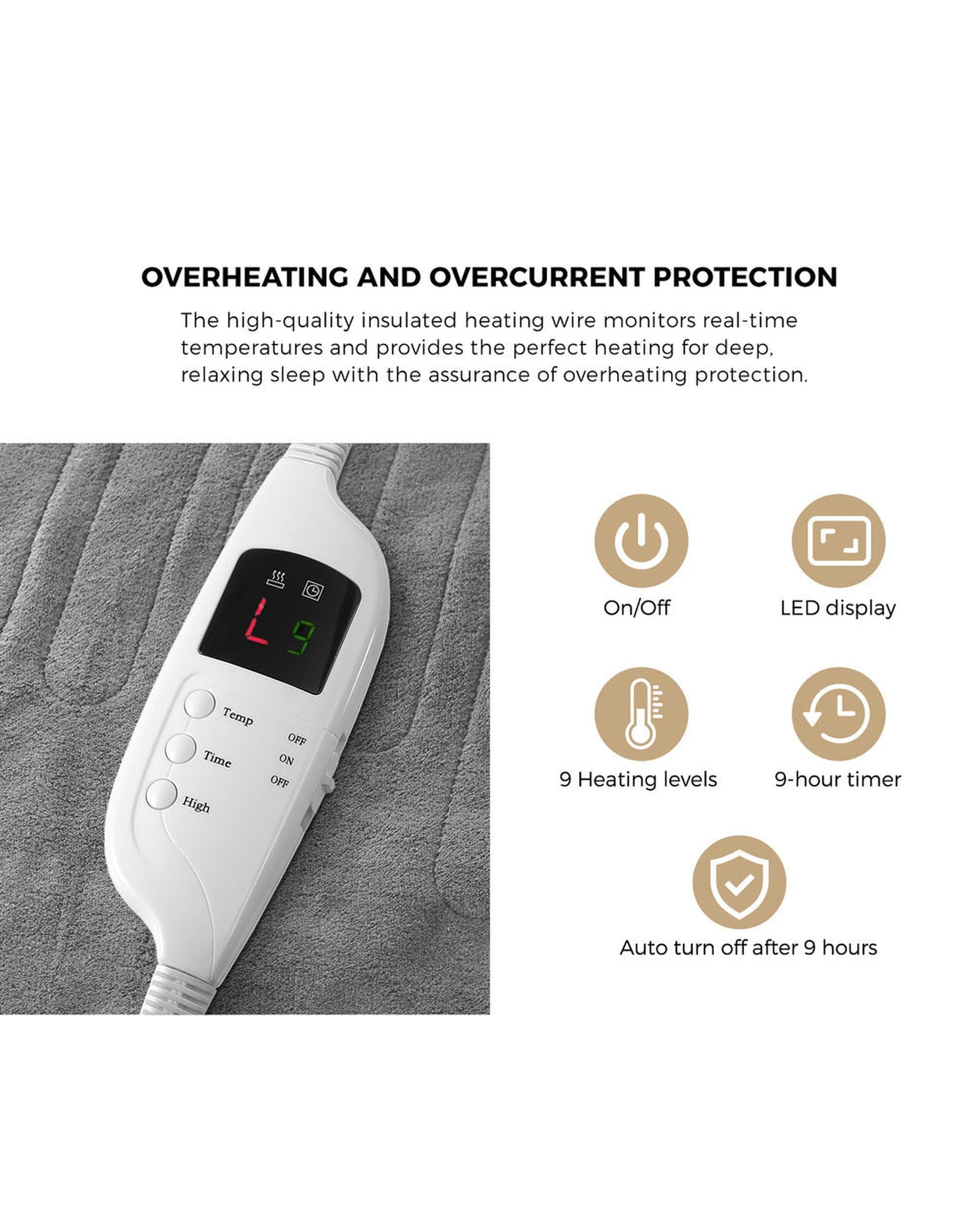 Electric Heated Throw Rug Washable Silver Bedra