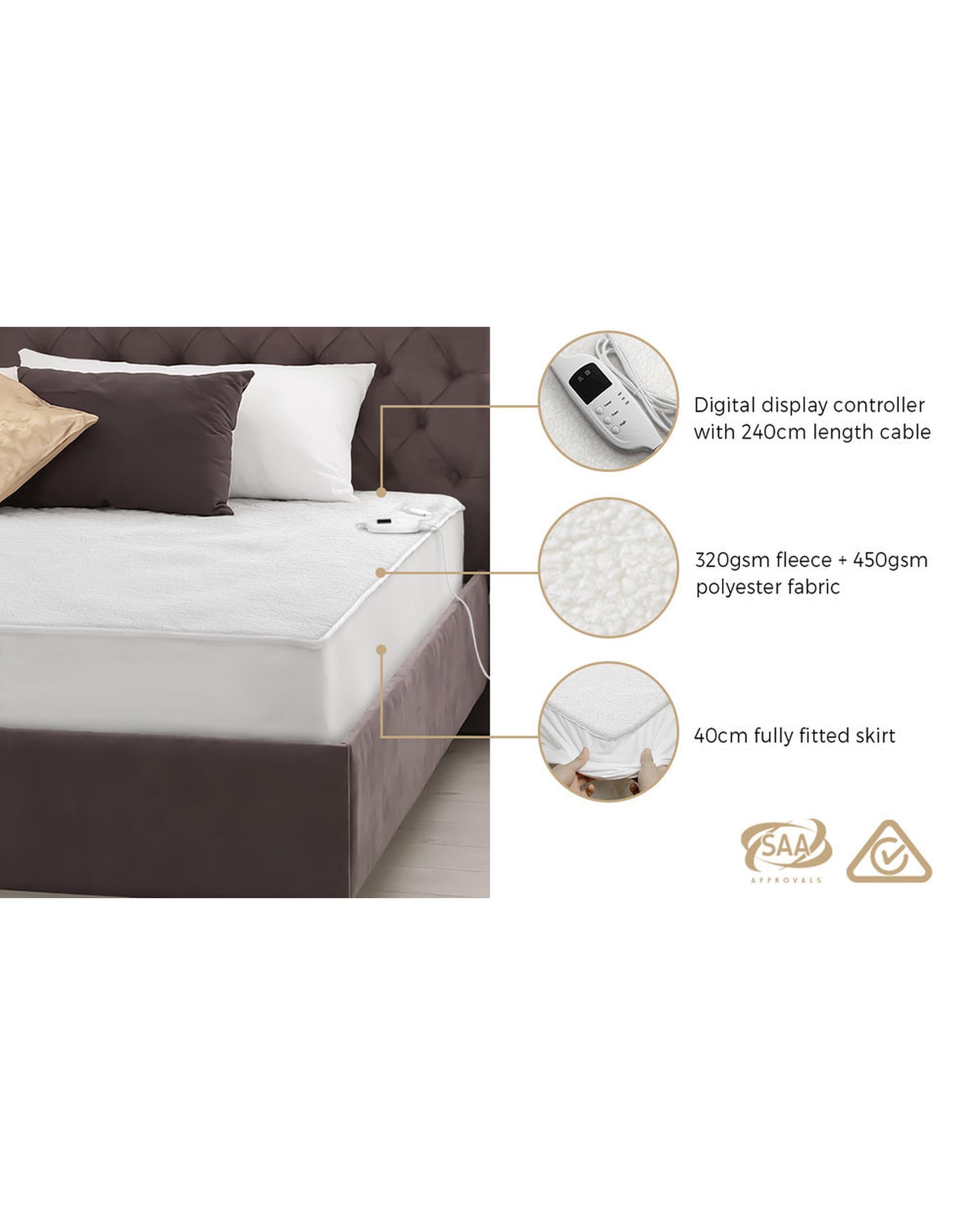 Electric Blanket Fully Fitted Fleece Heated Bedra