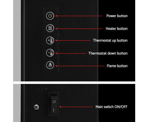 Electric Fireplace Fire Heater 2000W Black Devanti